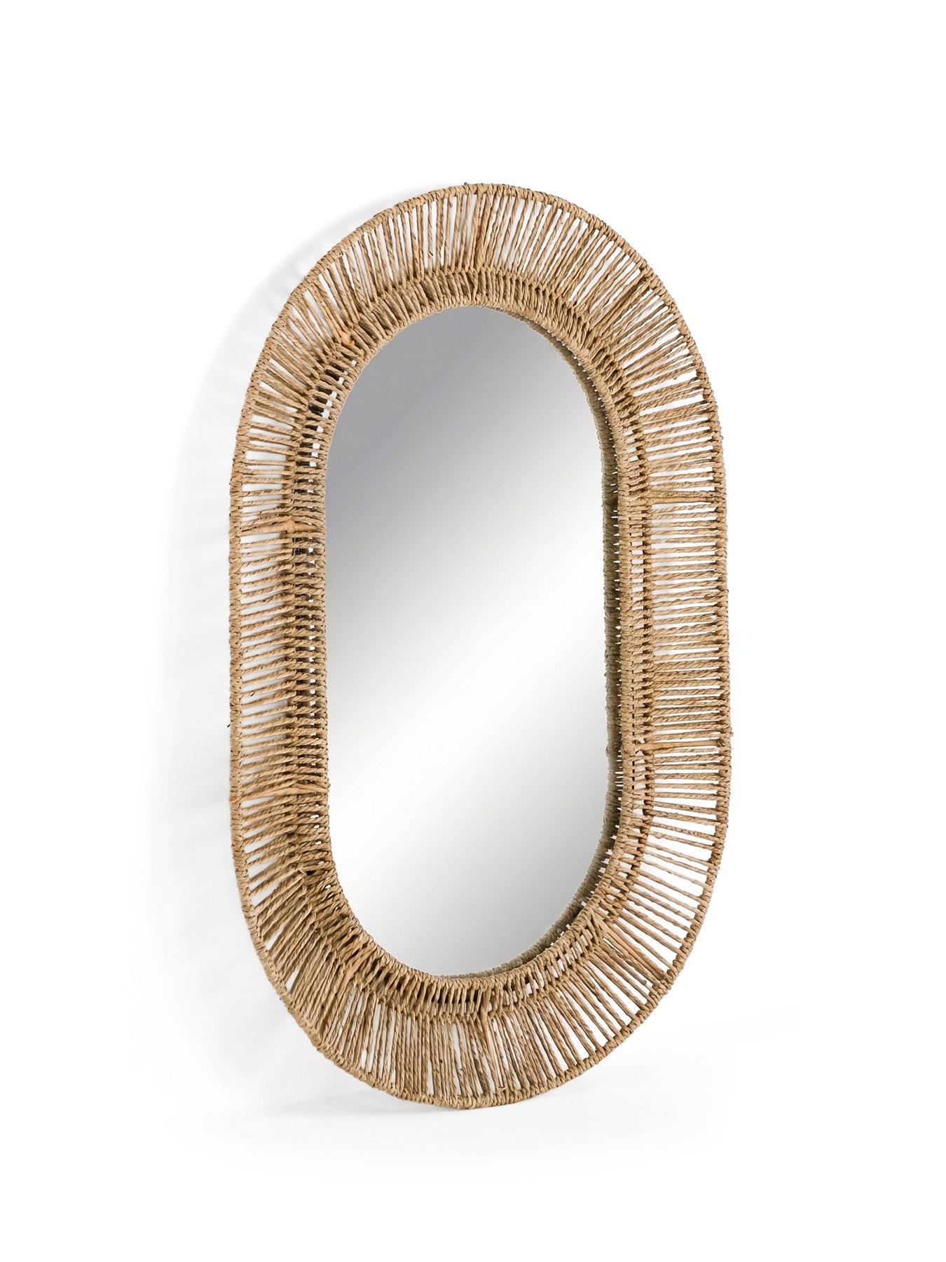 Image 3 of 7 of The Very Collection Pill Shape Rattan Mirror 60x90cm