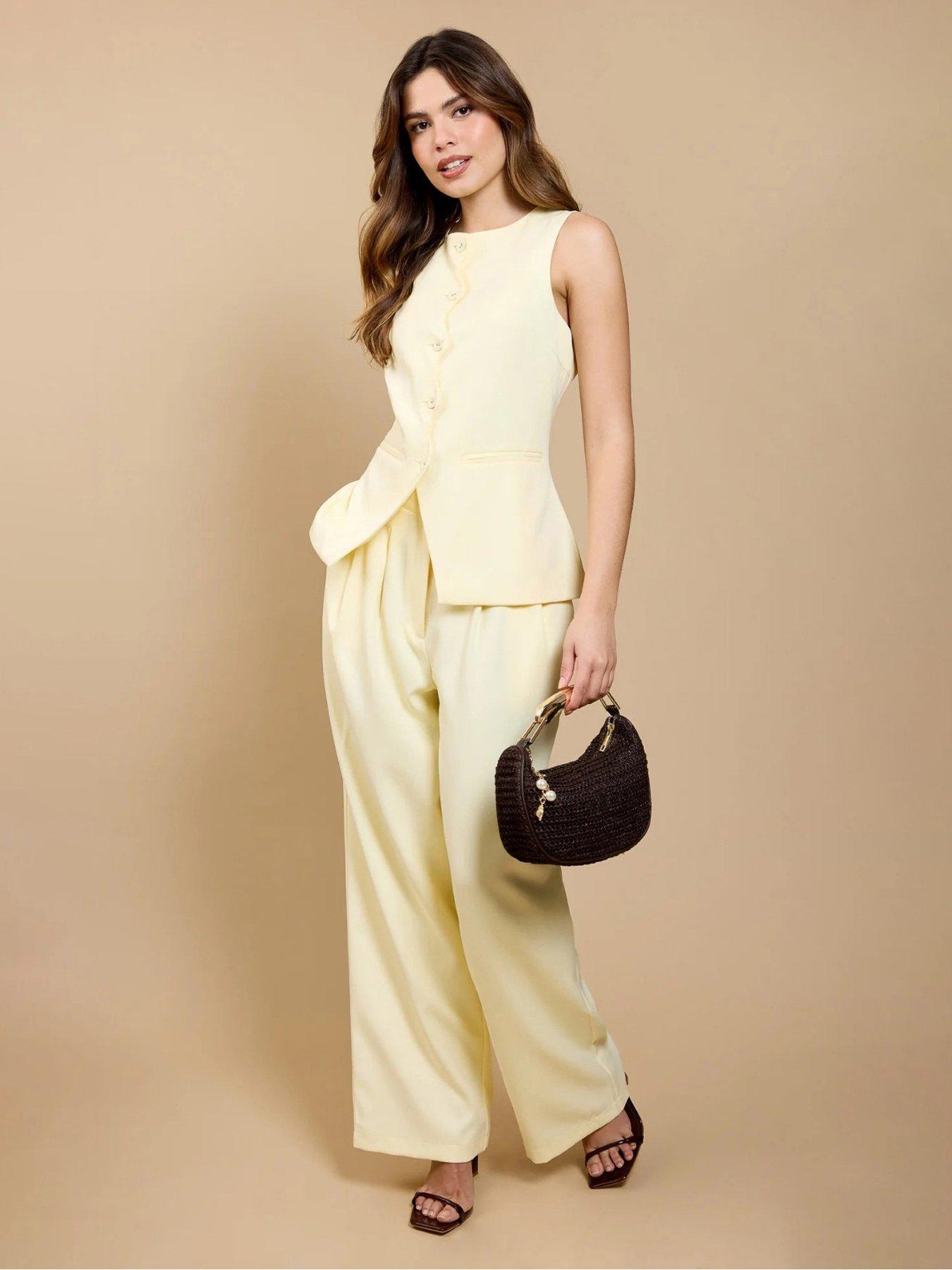 Image 1 of 4 of Little Mistress Wide Leg Trousers - Yellow