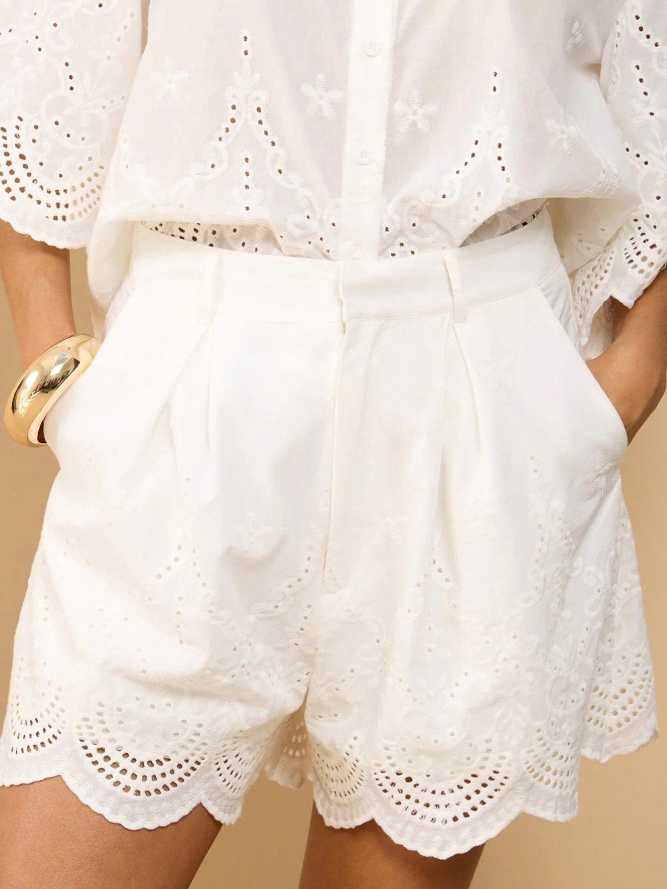 Image 4 of 4 of Little Mistress Embroidered Shorts - White