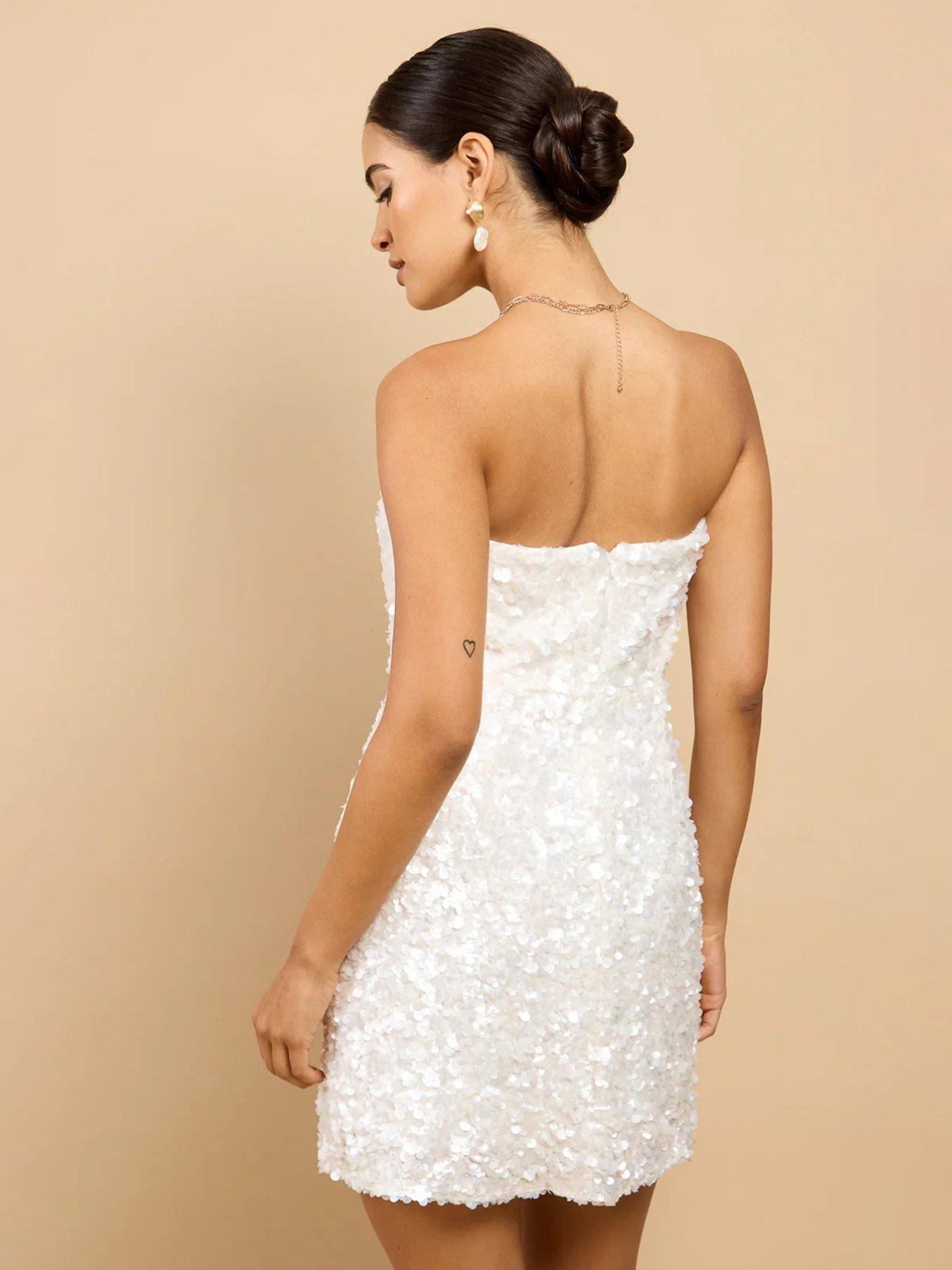 Image 2 of 5 of Little Mistress White Sequin Mini Dress