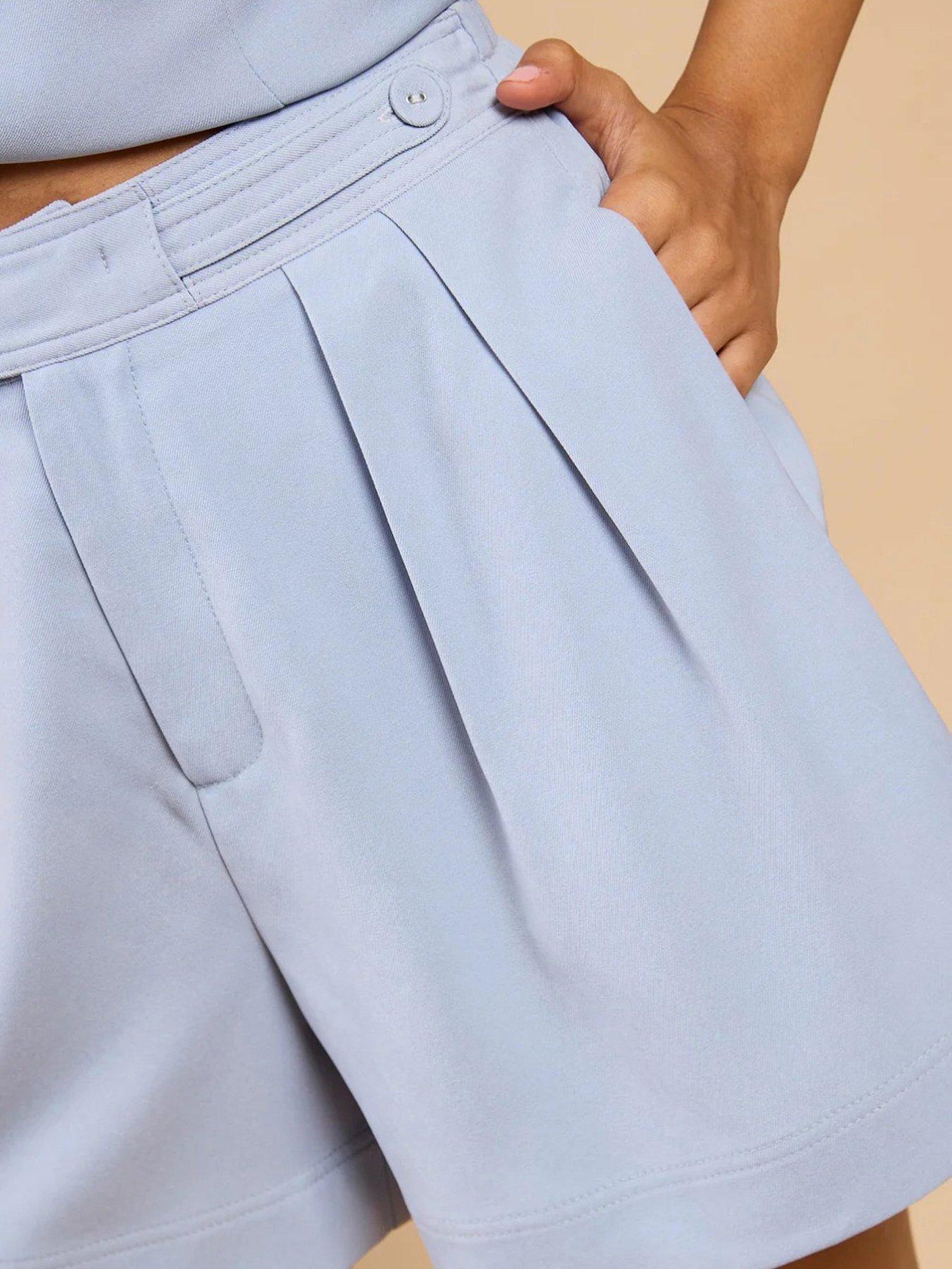 Image 4 of 5 of Little Mistress Tailored Shorts - Blue