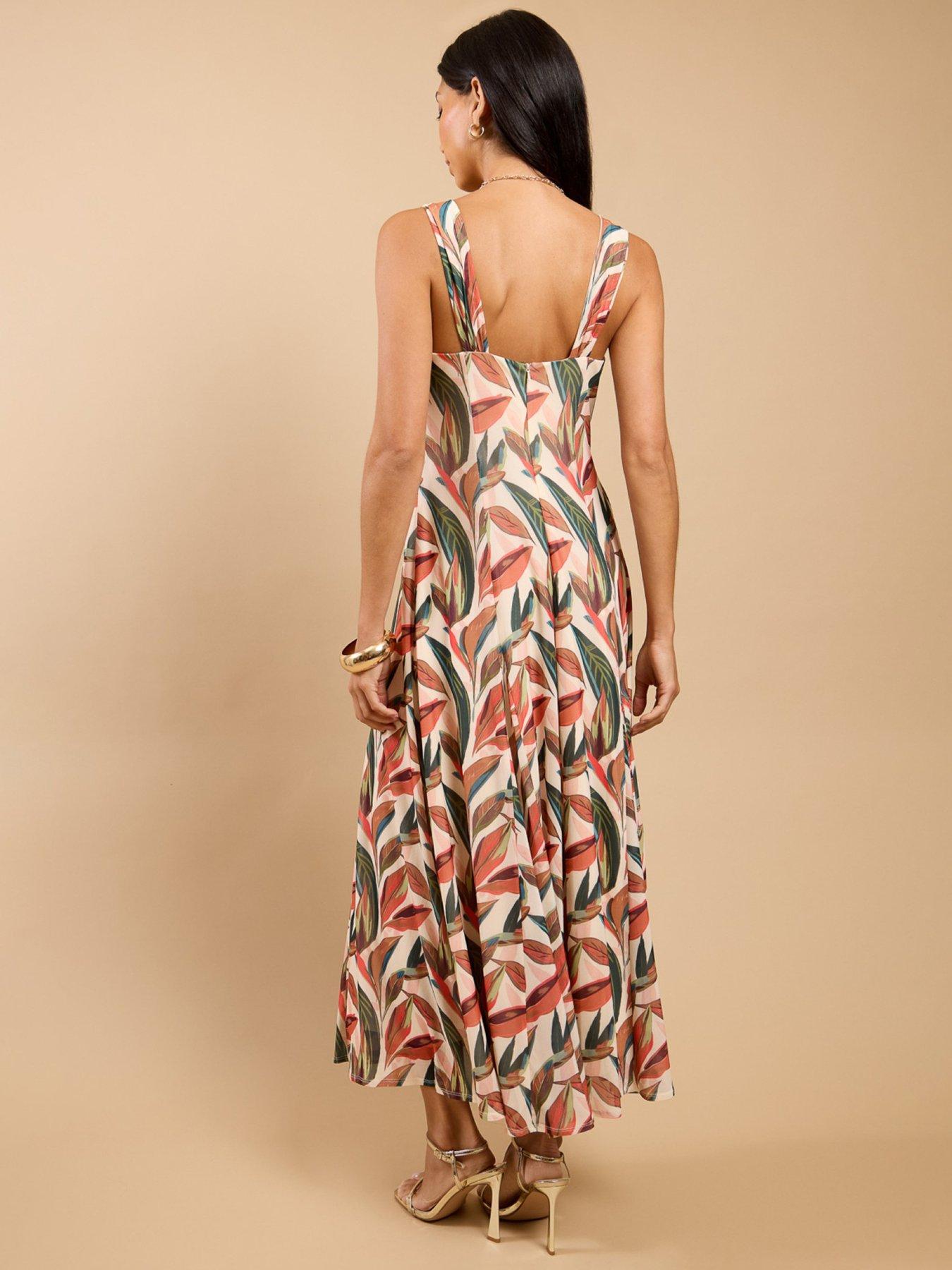Image 2 of 6 of Little Mistress Leaf Print Maxi Dress