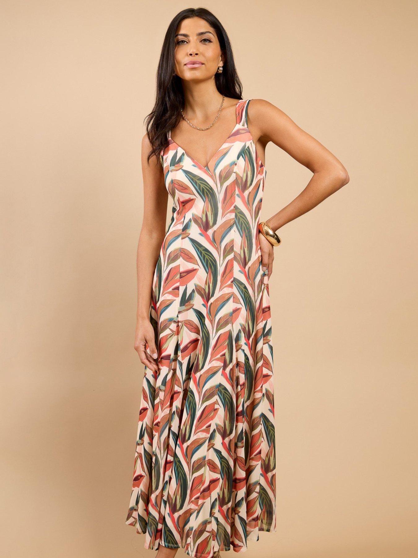 Image 3 of 6 of Little Mistress Leaf Print Maxi Dress