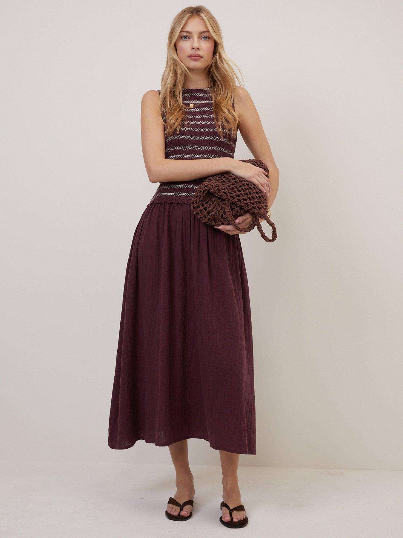 Image 1 of 5 of Nobodys Child Ingrid Midi Dress - Purple