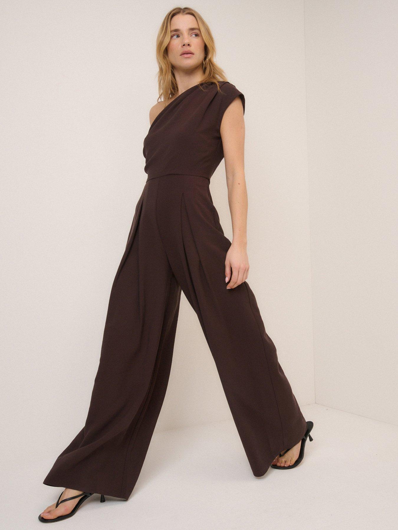 Image 1 of 5 of Nobodys Child Sanaria One Shoulder Jumpsuit - Brown