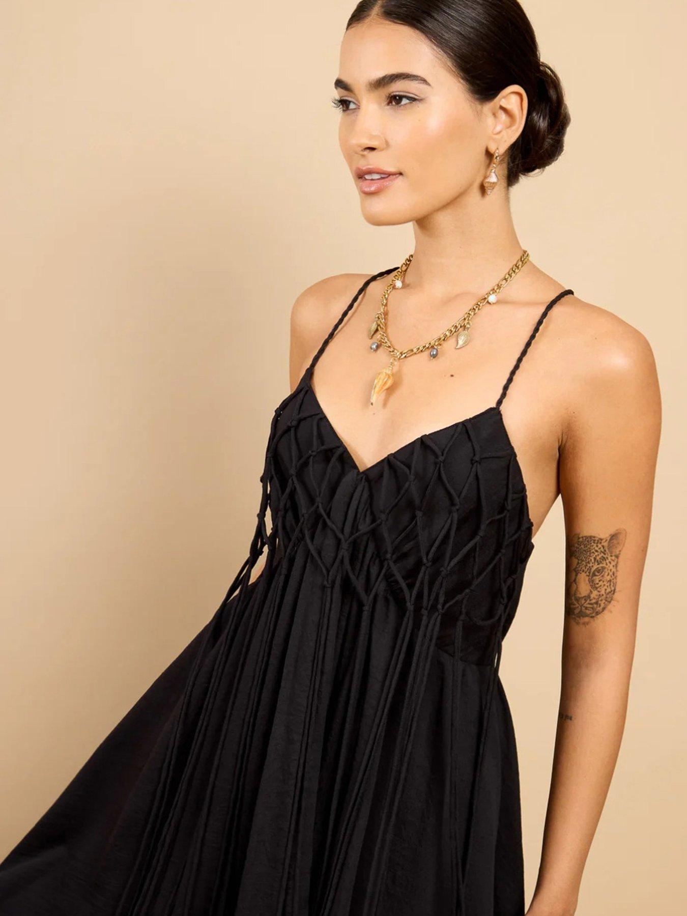 Image 4 of 5 of Little Mistress Tassel Midaxi Dress - Black