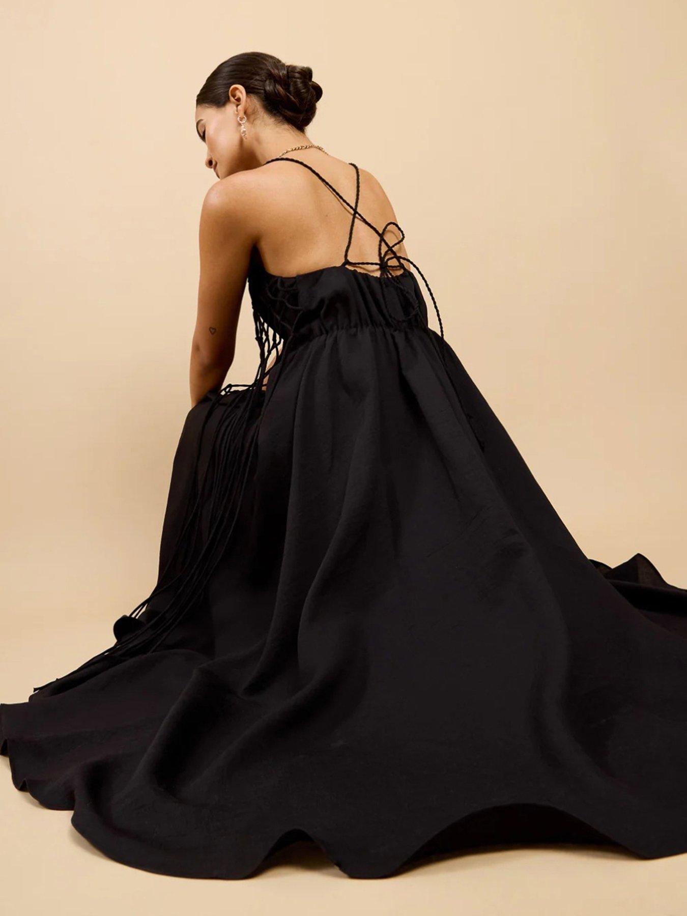 Image 5 of 5 of Little Mistress Tassel Midaxi Dress - Black