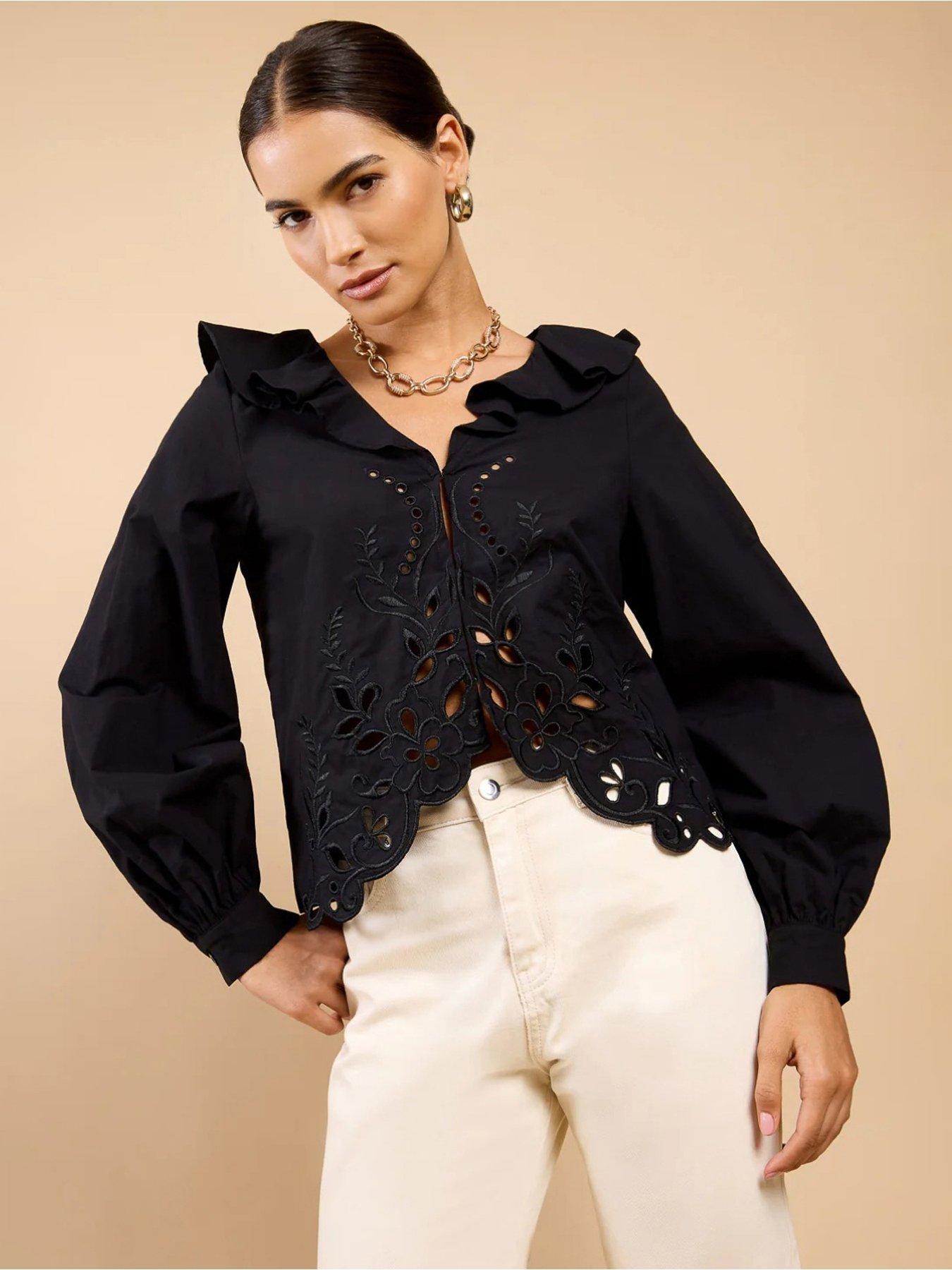 little-mistress-embroidered-frill-top-blackfront
