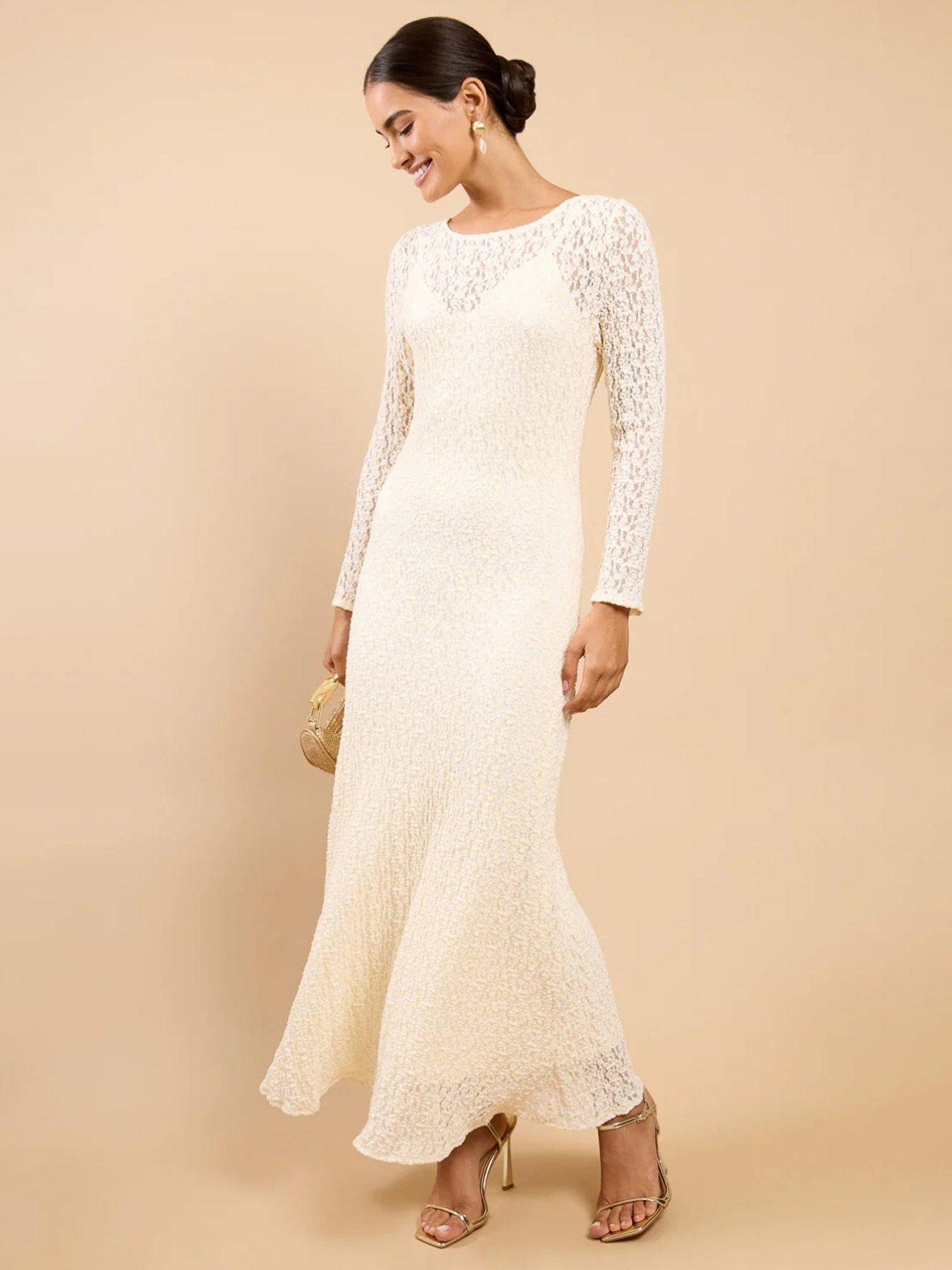 cream floaty tie detail long sleeve shift dress Chocolate Floaty Tie Detail Long Sleeve Shift Dress