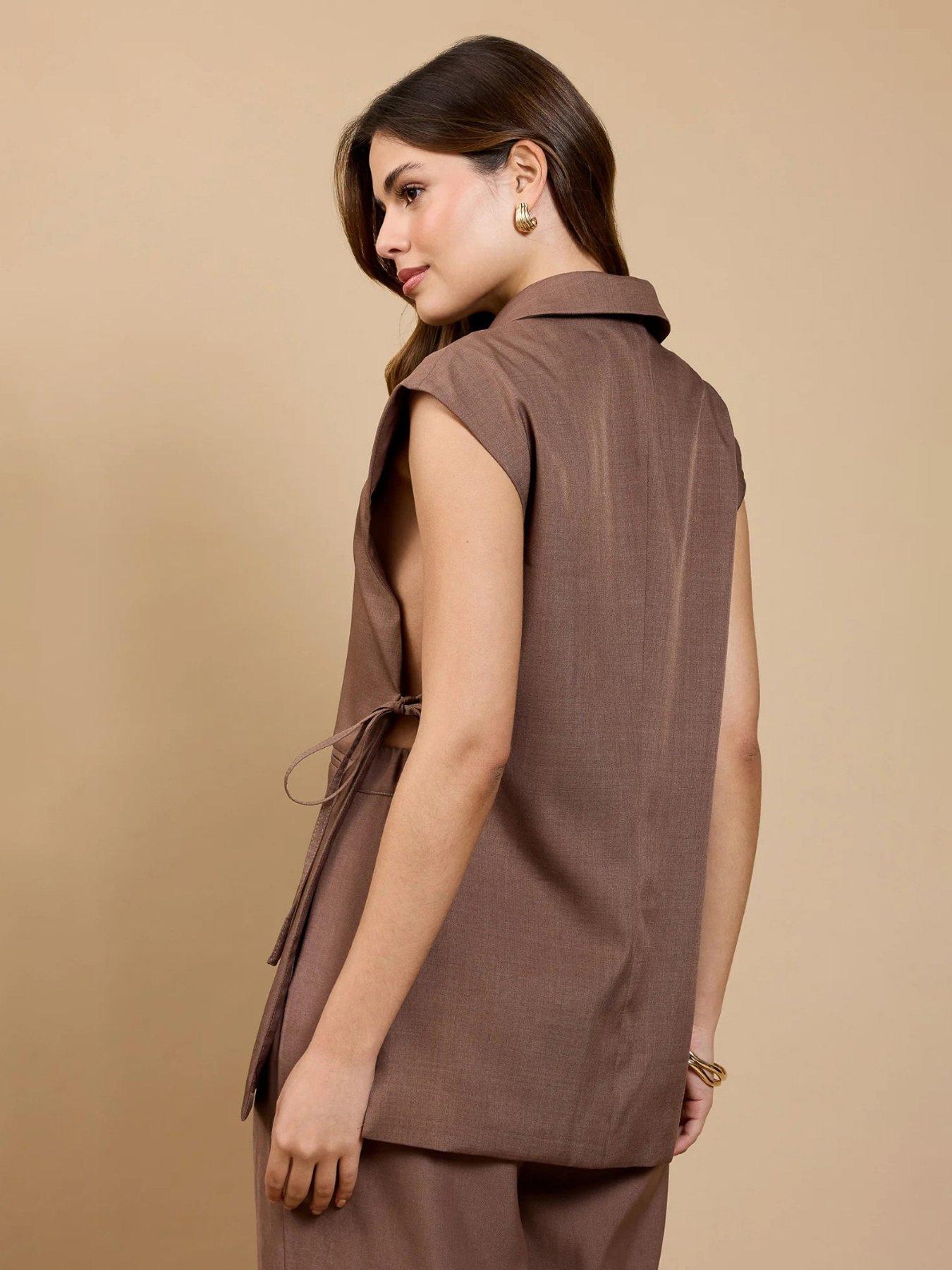 little-mistress-side-tie-waistcoat-brownstillFront