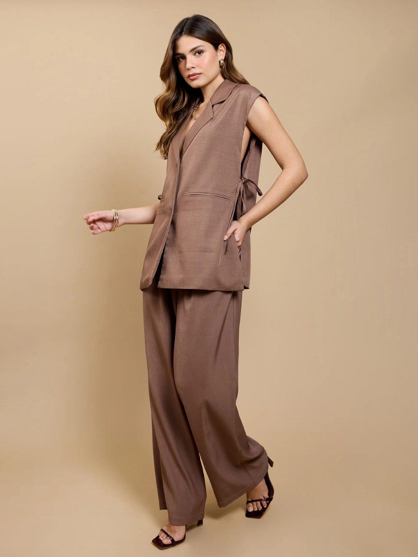 Little Mistress Wide Leg Trousers - Brown