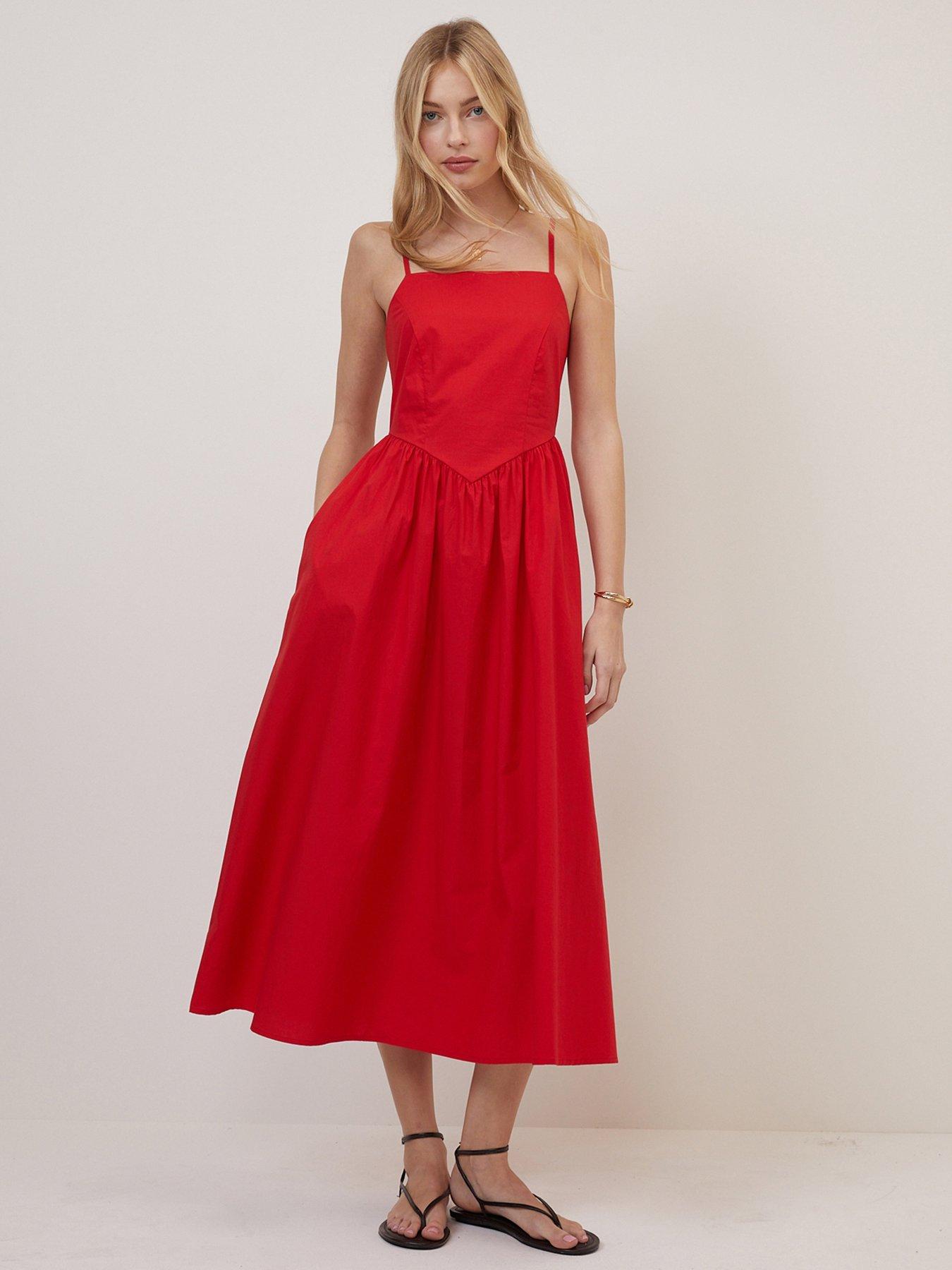 Image 1 of 5 of Nobodys Child Briella Midi Dress - Red