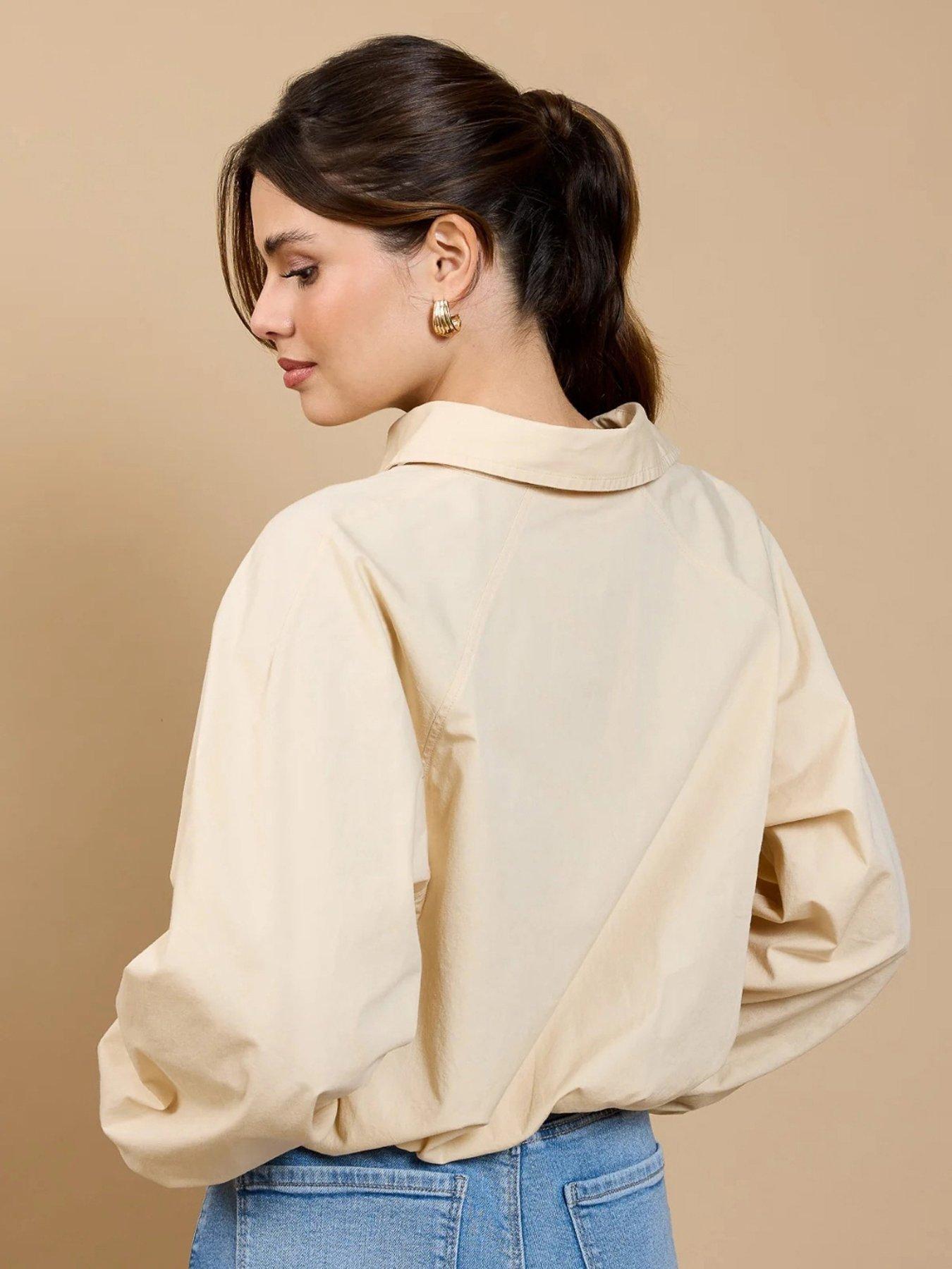 Image 2 of 4 of Little Mistress Cropped Shirt - Beige