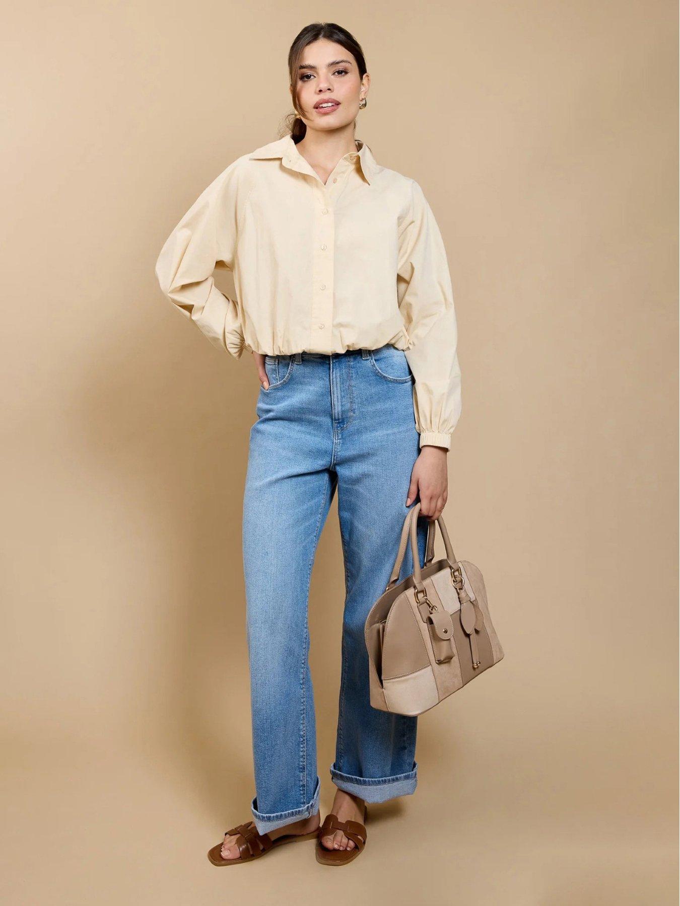 Image 3 of 4 of Little Mistress Cropped Shirt - Beige