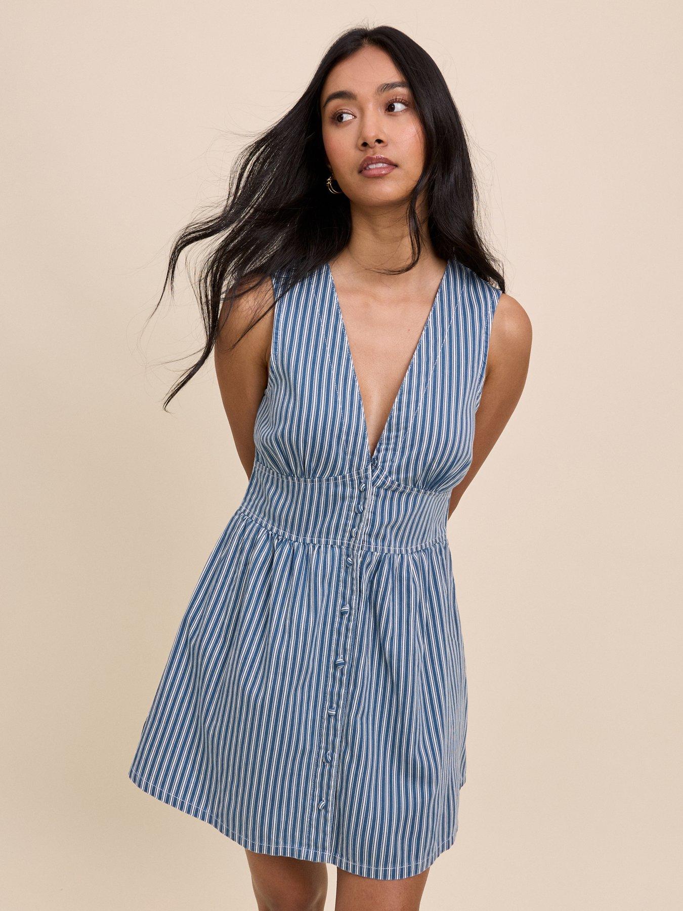 Image 1 of 5 of Nobodys Child Denim Starlight Mini Dress - Blue