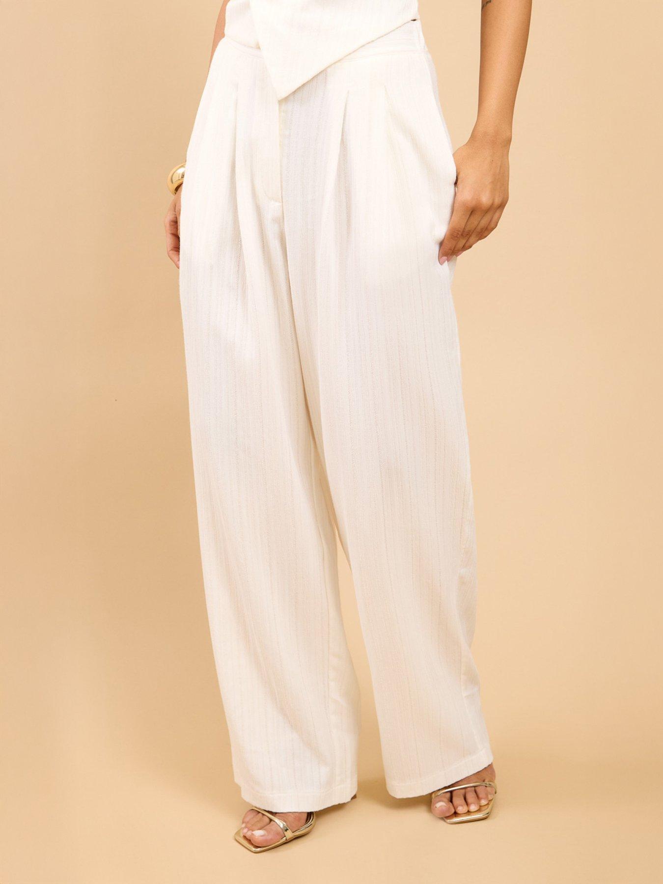 Image 3 of 4 of Little Mistress White Wide Leg Trousers