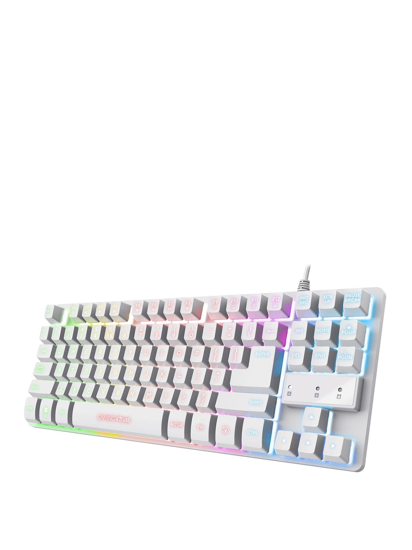 Trust GXT 833W Thado TKL Illuminated RGB Gaming Keyboard for laptop/pc, White