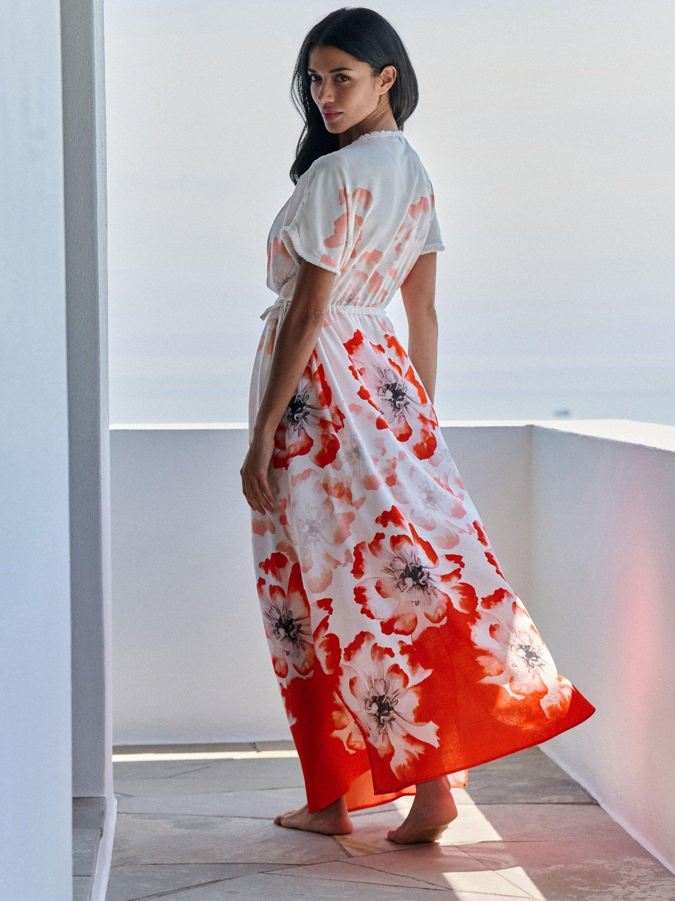 Image 2 of 7 of Ted Baker B By Ted Baker Floral Cover Up Dress -white