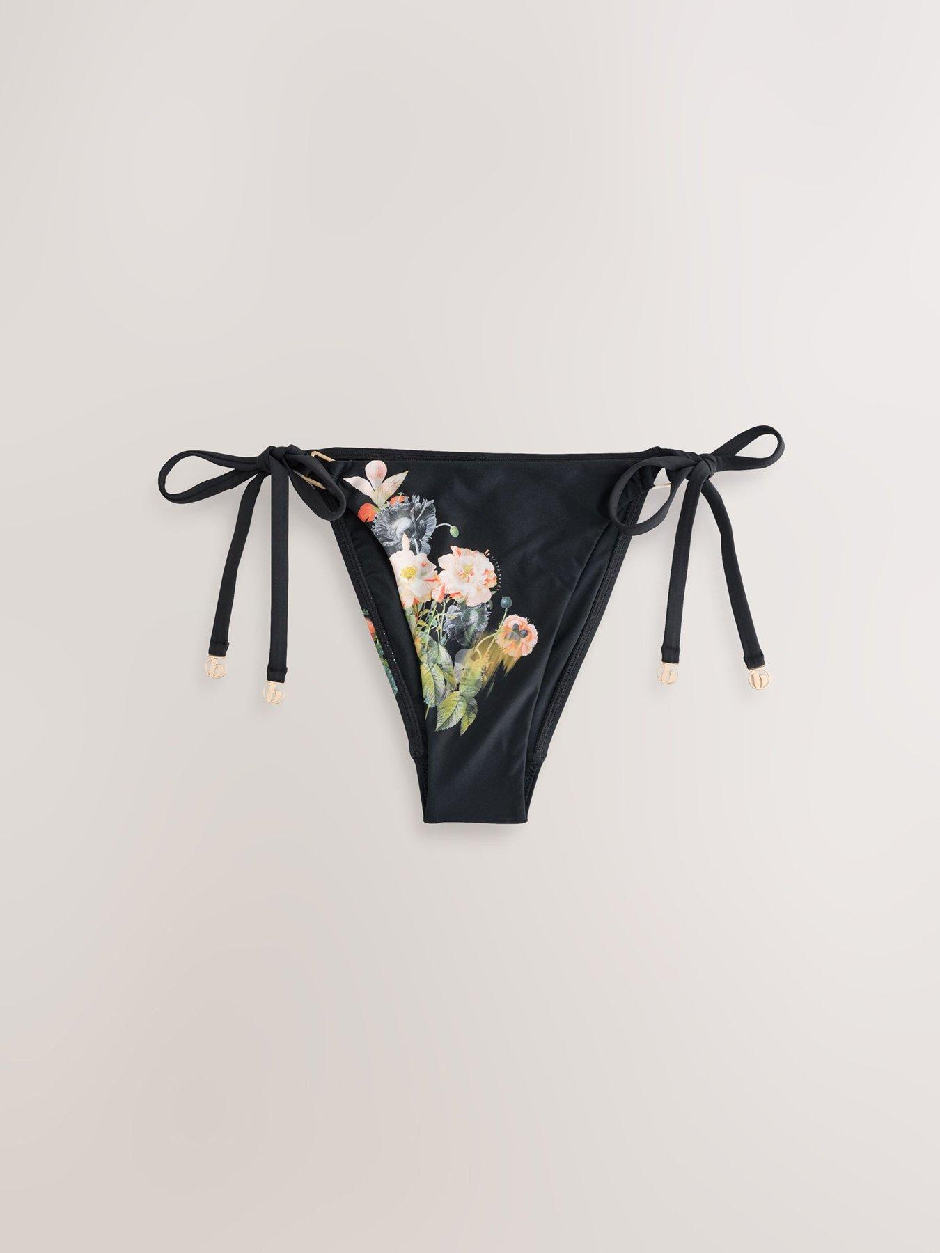Image 5 of 6 of B By Ted Baker Koi Floral Tie Side Bikini Briefs - Black
