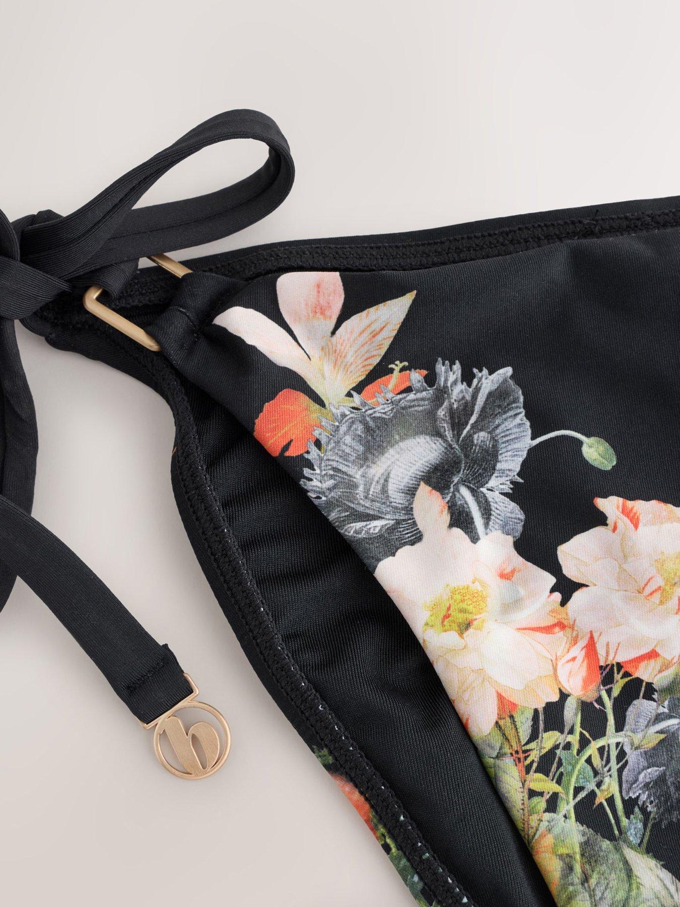 Image 6 of 6 of B By Ted Baker Koi Floral Tie Side Bikini Briefs - Black