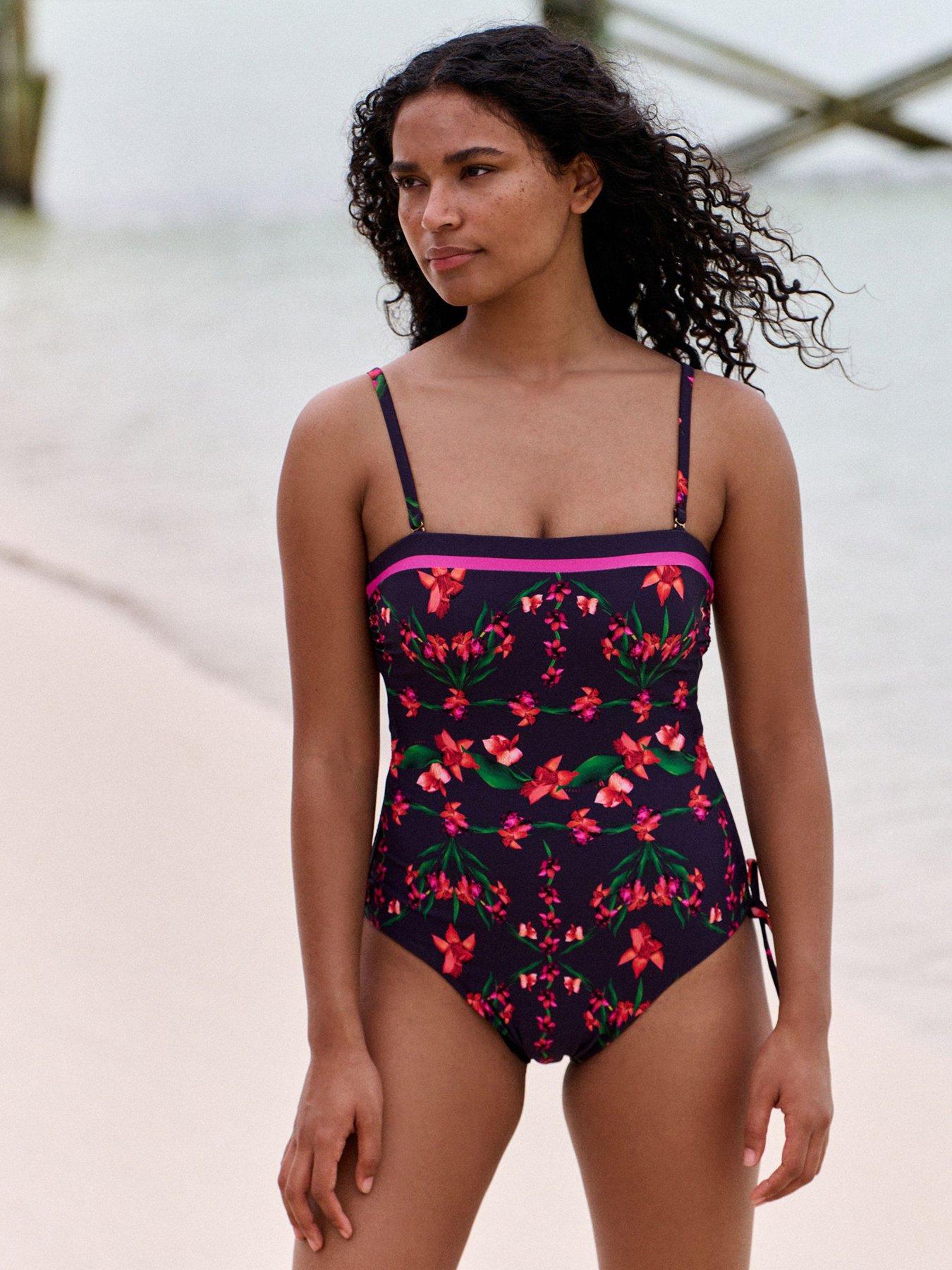 B By Ted Baker Floral Bandeau Swimsuit - Blue