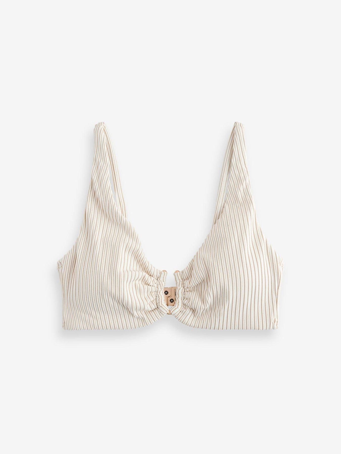 Image 1 of 4 of B By Ted Baker B By Lurex Plunge Bikini Top - Beige