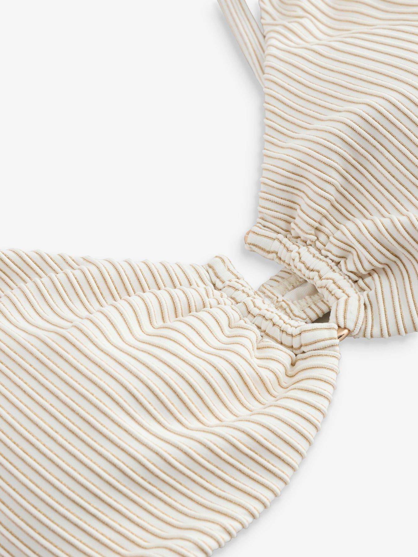 Image 2 of 4 of B By Ted Baker B By Lurex Plunge Bikini Top - Beige