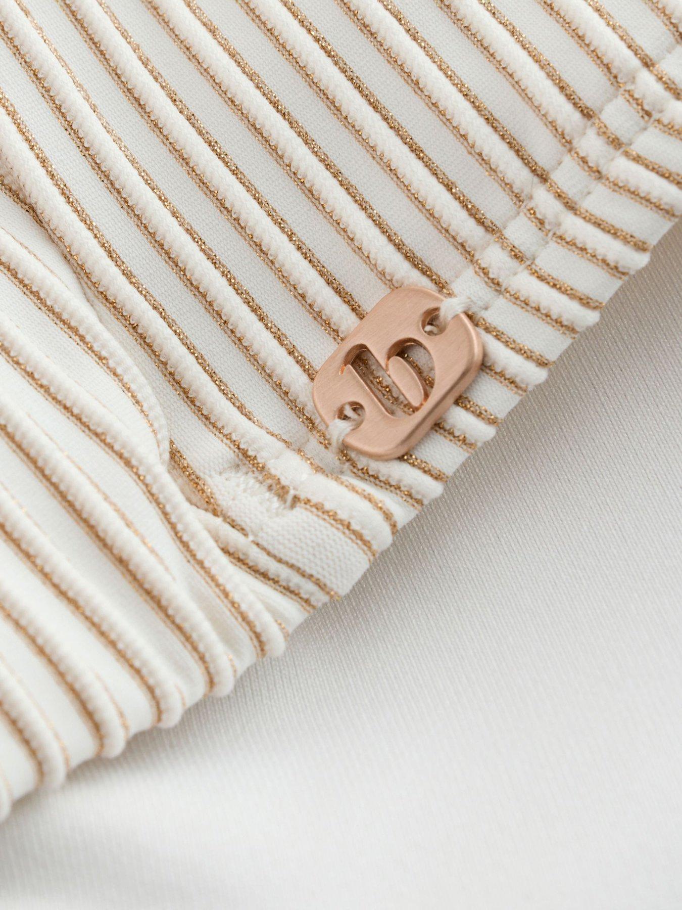 Image 4 of 4 of B By Ted Baker B By Lurex Plunge Bikini Top - Beige