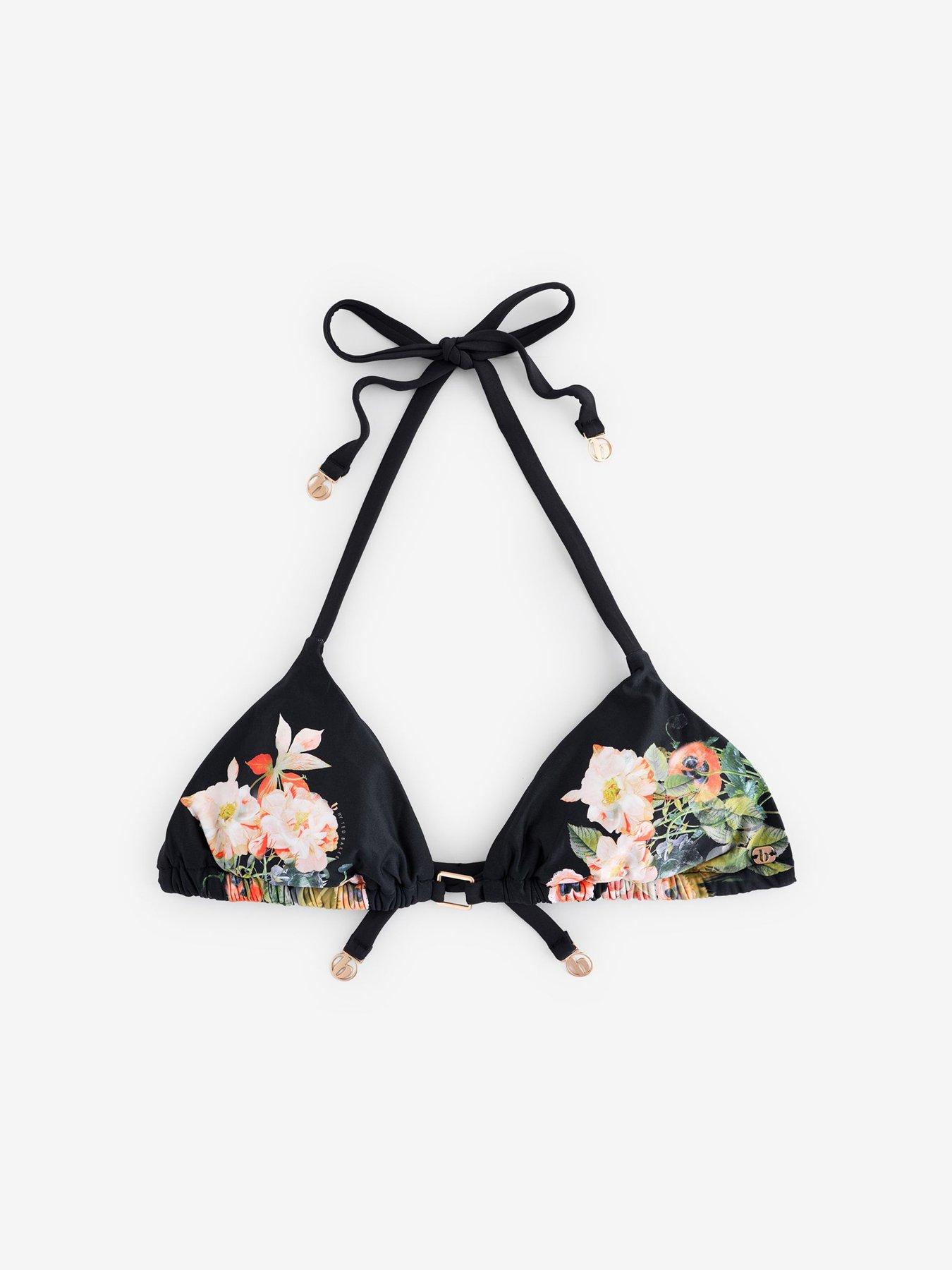 Image 6 of 6 of B By Ted Baker B By Koi Floral Triangle Bikini Top - Black