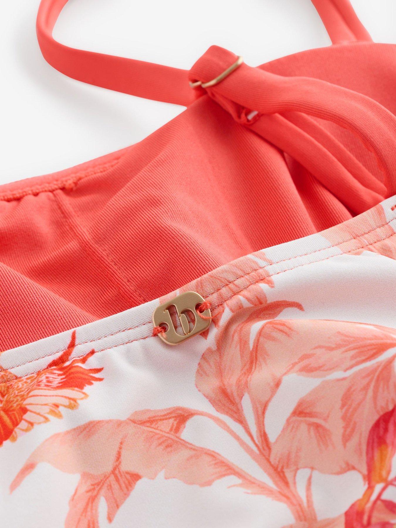 Image 3 of 4 of B By Ted Baker B By Placement Print Bandeau Swimsuit - Coral