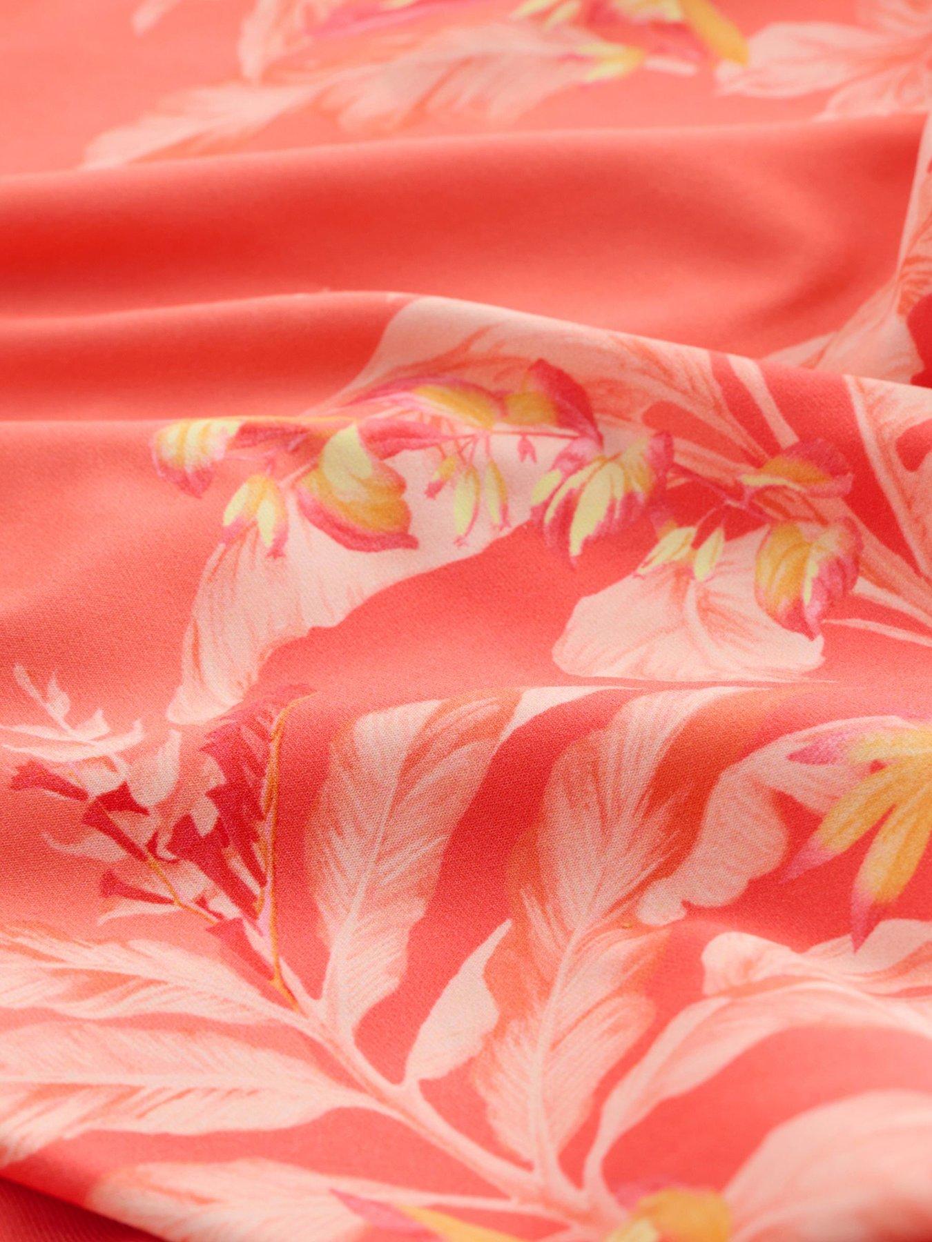 Image 4 of 4 of B By Ted Baker B By Placement Print Bandeau Swimsuit - Coral