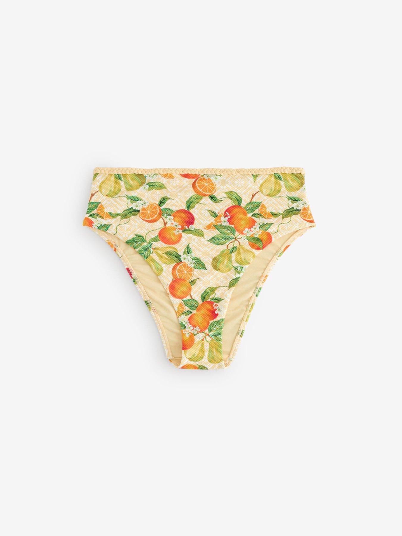 Image 5 of 5 of B By Ted Baker Fruit Print High Waist Bikini Bottoms - Yellow
