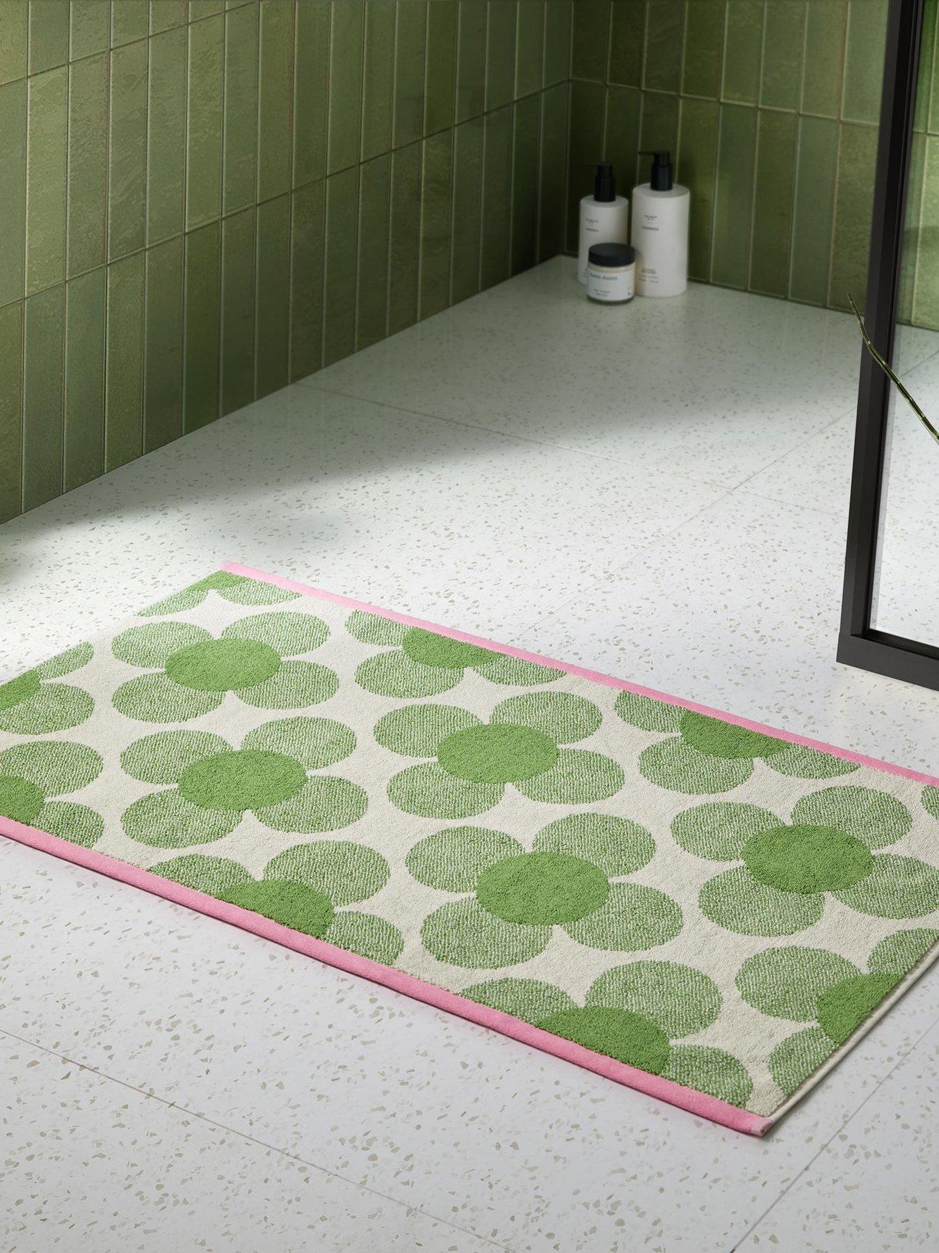Image 1 of 3 of Orla Kiely Retro Flower 100% Cotton Clover 50x90cm Bath Mat