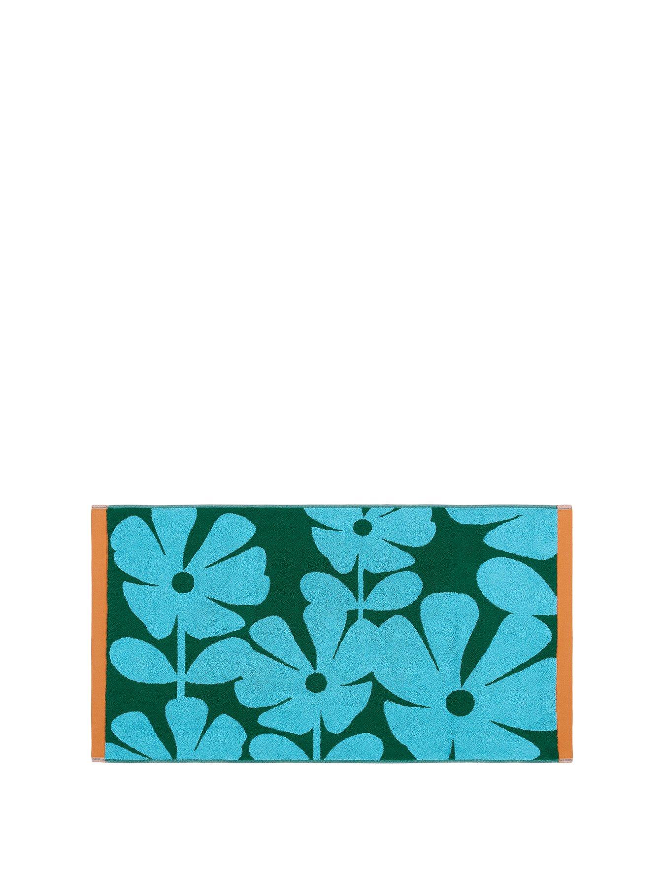 Image 2 of 3 of Orla Kiely Wildflower 100% Cotton Blue Lagoon 50x90cm Bath Mat
