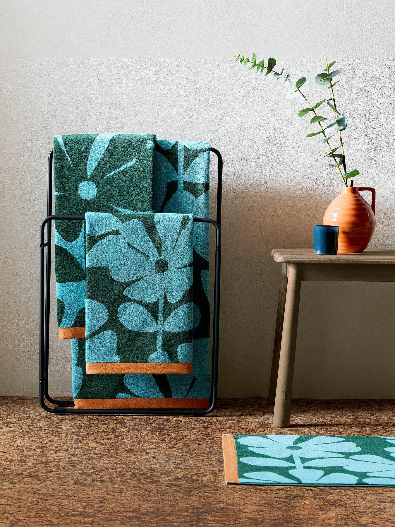Image 3 of 3 of Orla Kiely Wildflower 100% Cotton Blue Lagoon 50x90cm Bath Mat