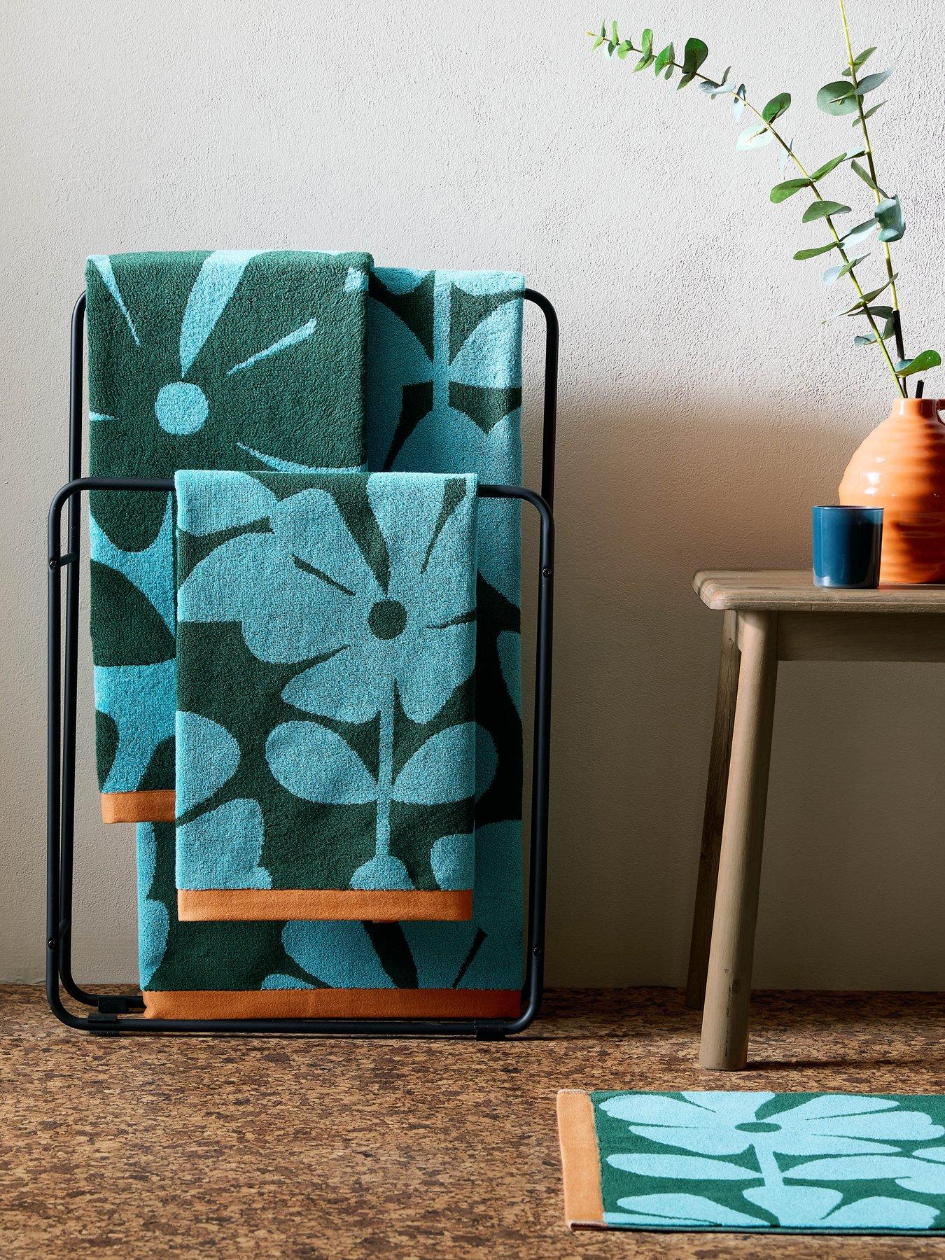 Image 1 of 7 of Orla Kiely Wildflower 100% Cotton Blue Lagoon Towel Collection