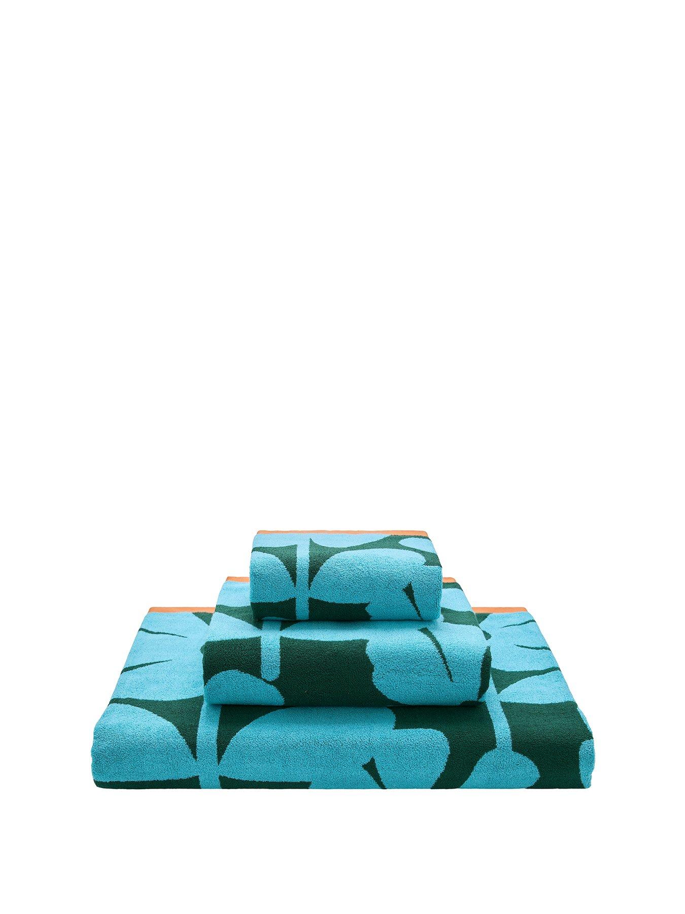 Image 2 of 7 of Orla Kiely Wildflower 100% Cotton Blue Lagoon Towel Collection