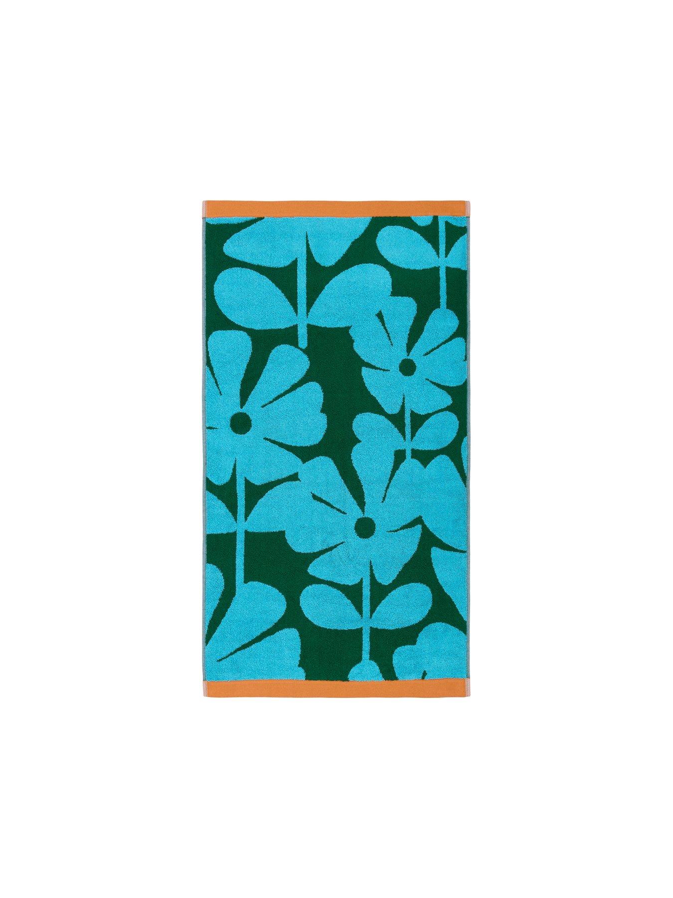 Image 3 of 7 of Orla Kiely Wildflower 100% Cotton Blue Lagoon Towel Collection
