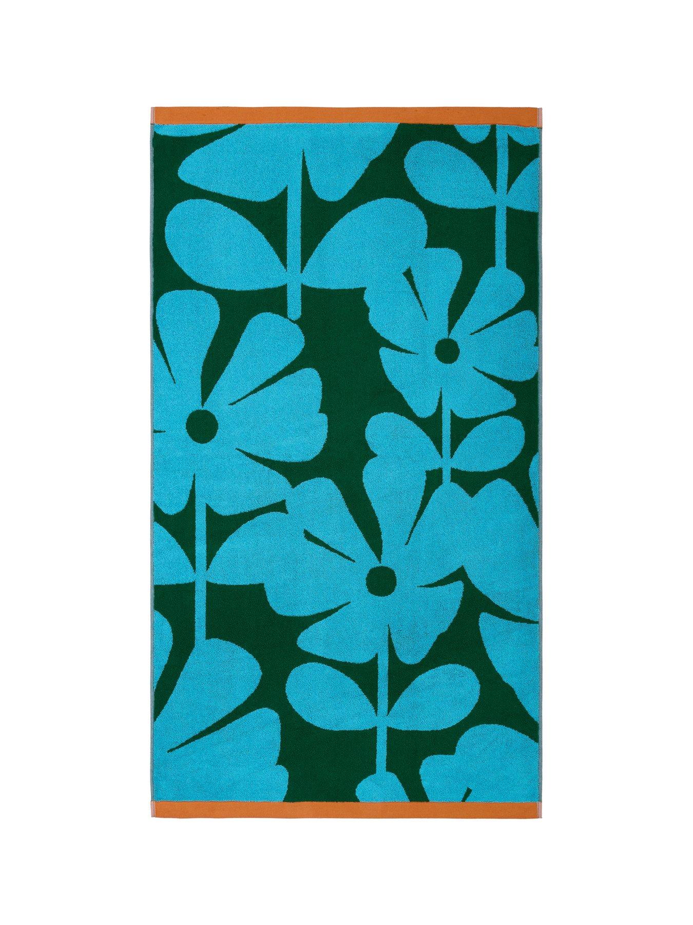 Image 4 of 7 of Orla Kiely Wildflower 100% Cotton Blue Lagoon Towel Collection