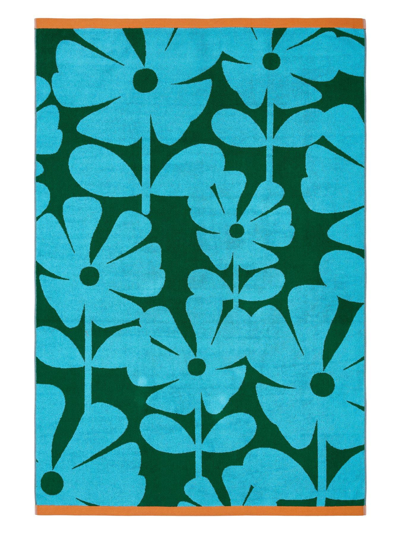 Image 5 of 7 of Orla Kiely Wildflower 100% Cotton Blue Lagoon Towel Collection