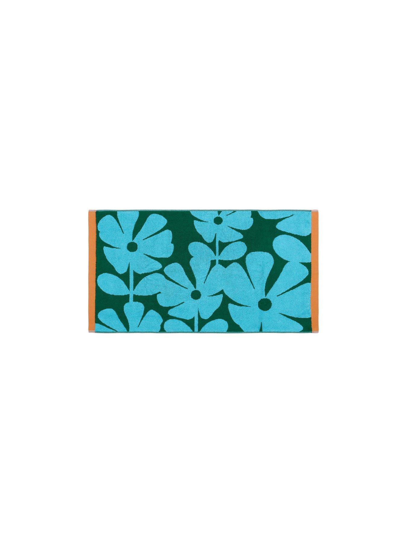 Image 6 of 7 of Orla Kiely Wildflower 100% Cotton Blue Lagoon Towel Collection