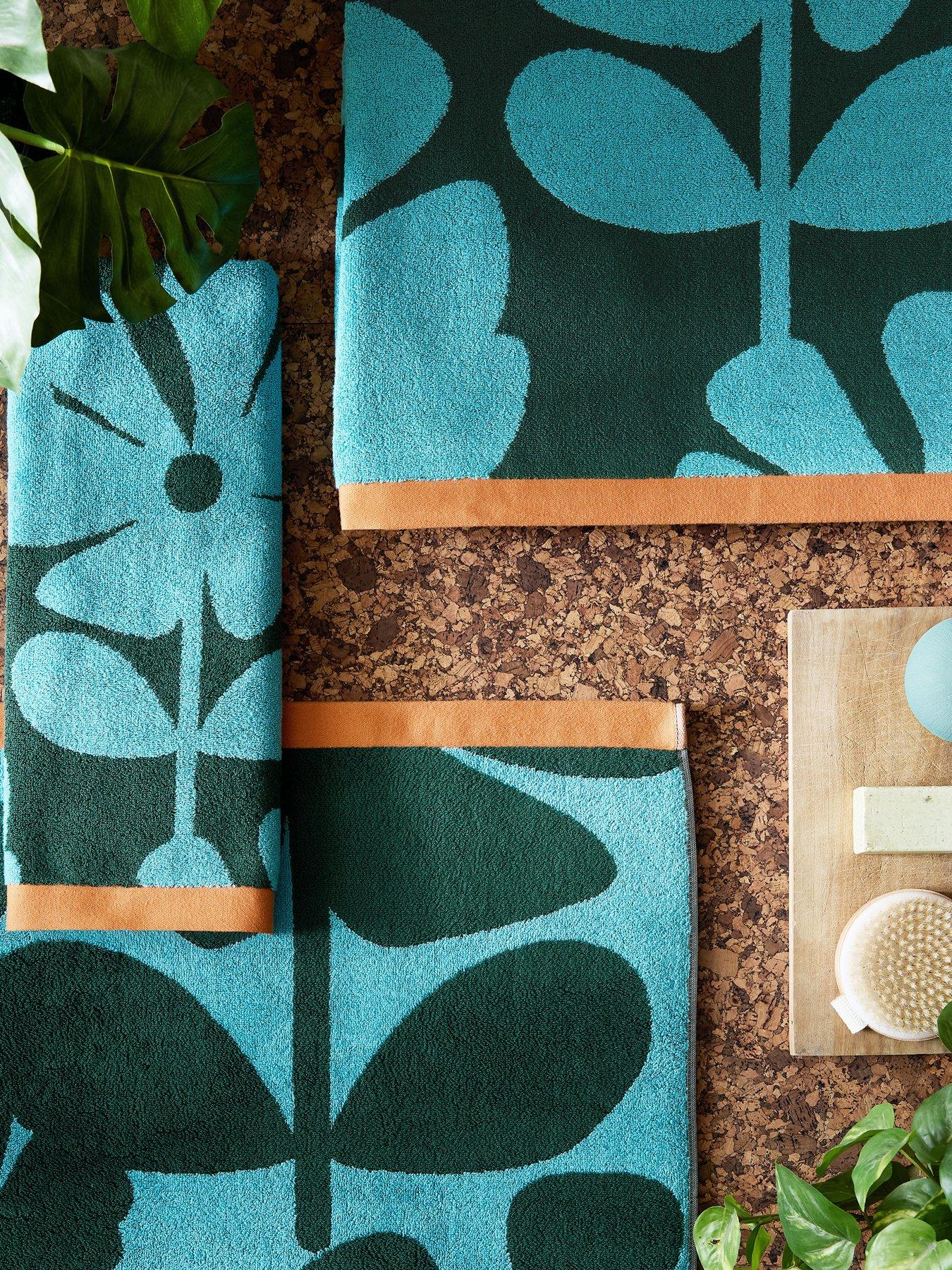 Image 7 of 7 of Orla Kiely Wildflower 100% Cotton Blue Lagoon Towel Collection