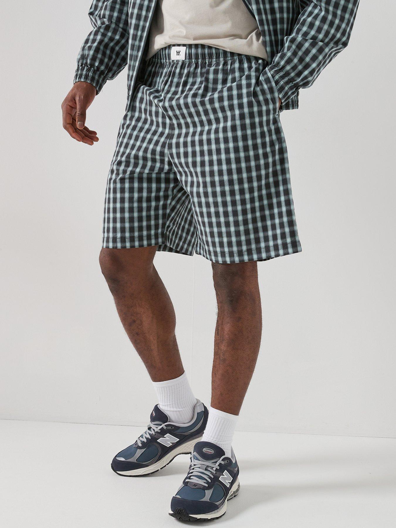 Double A by Wood Wood Check Shorts - Grey