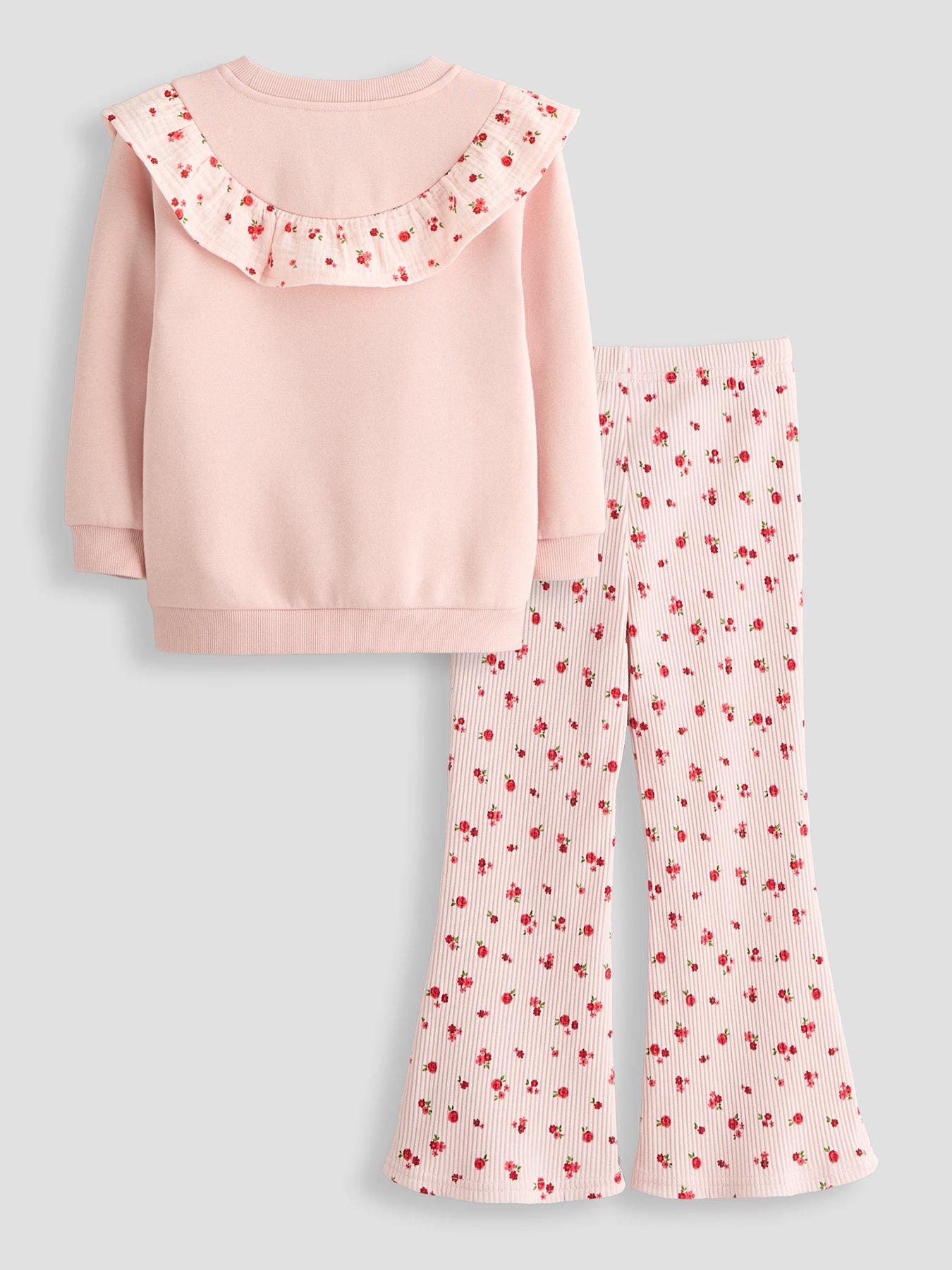 Image 2 of 4 of The Very Collection Girls Frill Trim Sweatshirt And Flare Legging (9 months - 7 years) - Pink