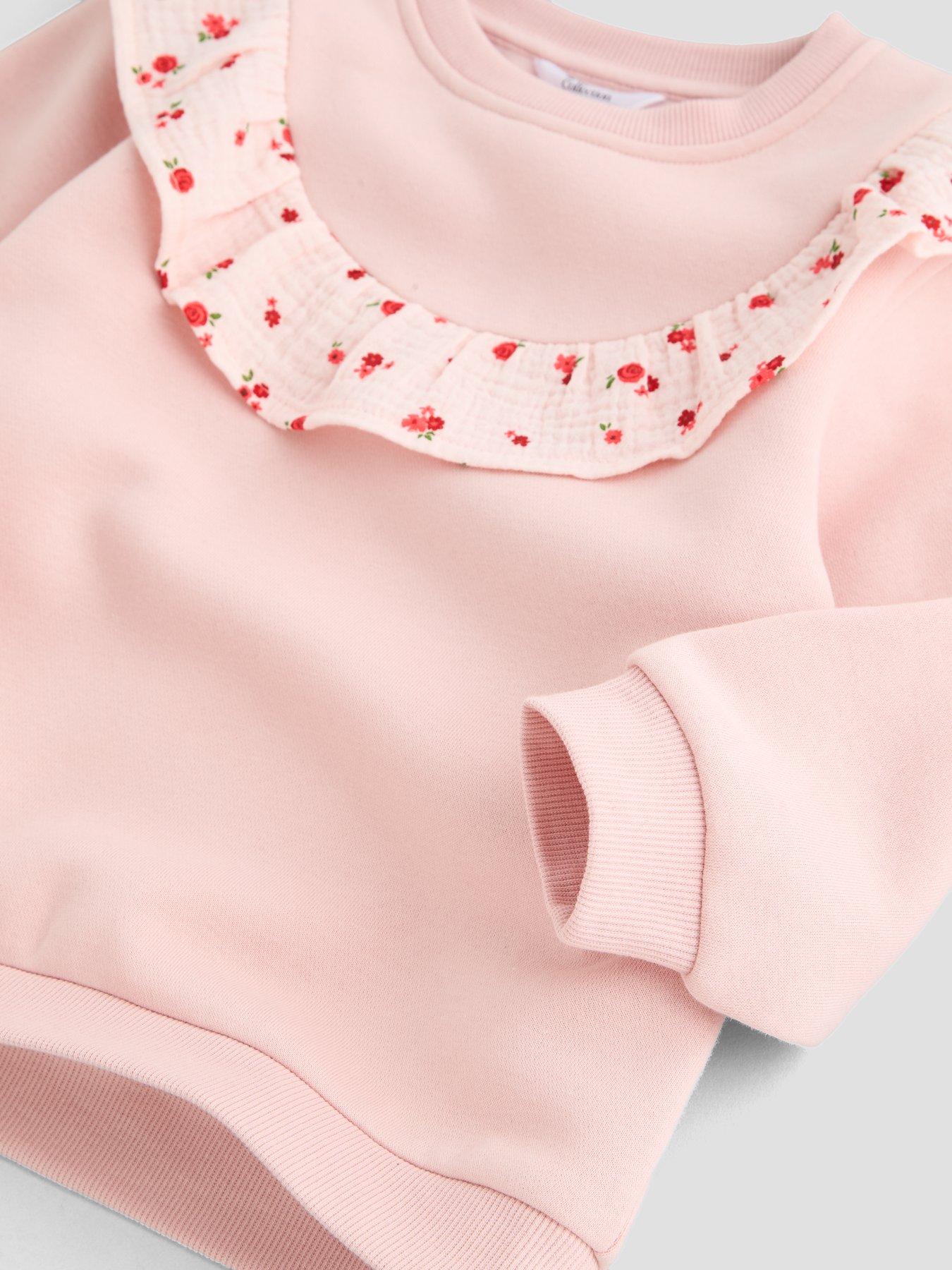 Image 3 of 4 of The Very Collection Girls Frill Trim Sweatshirt And Flare Legging (9 months - 7 years) - Pink