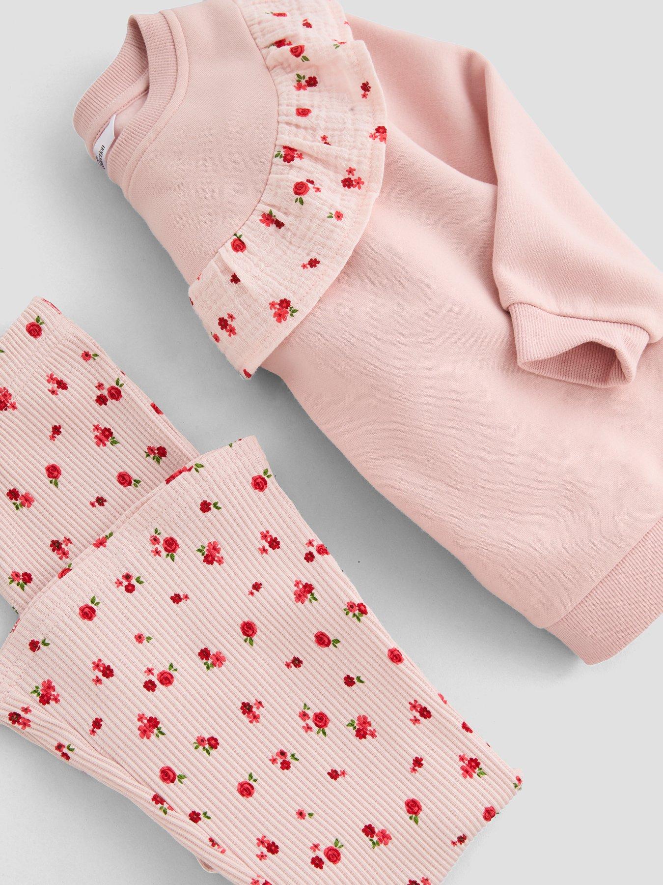 Image 4 of 4 of The Very Collection Girls Frill Trim Sweatshirt And Flare Legging (9 months - 7 years) - Pink