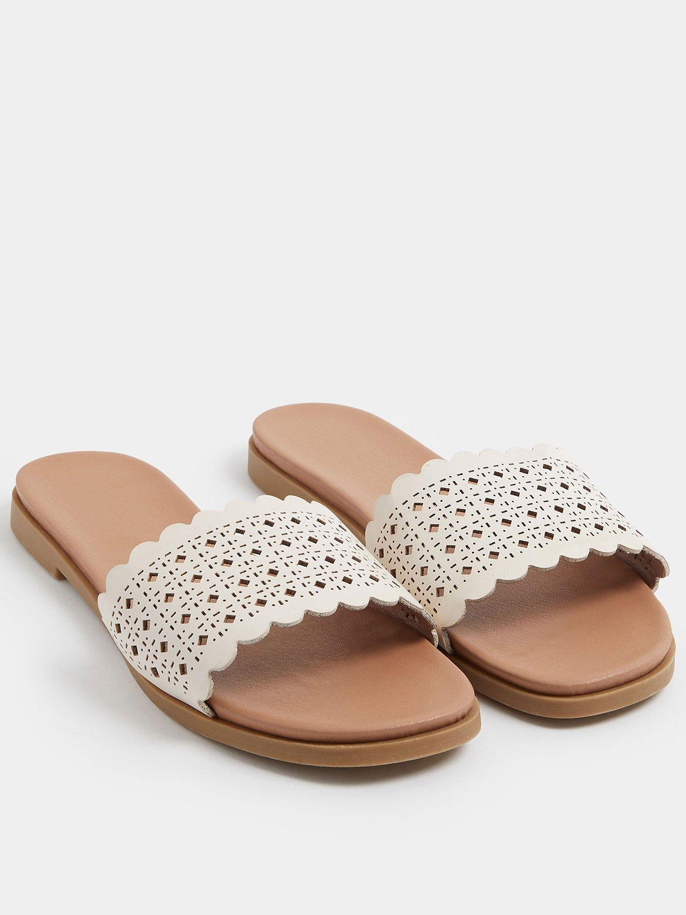Image 2 of 4 of Yours Curve Extra Wide Fit Laser Cut Out Mule - White