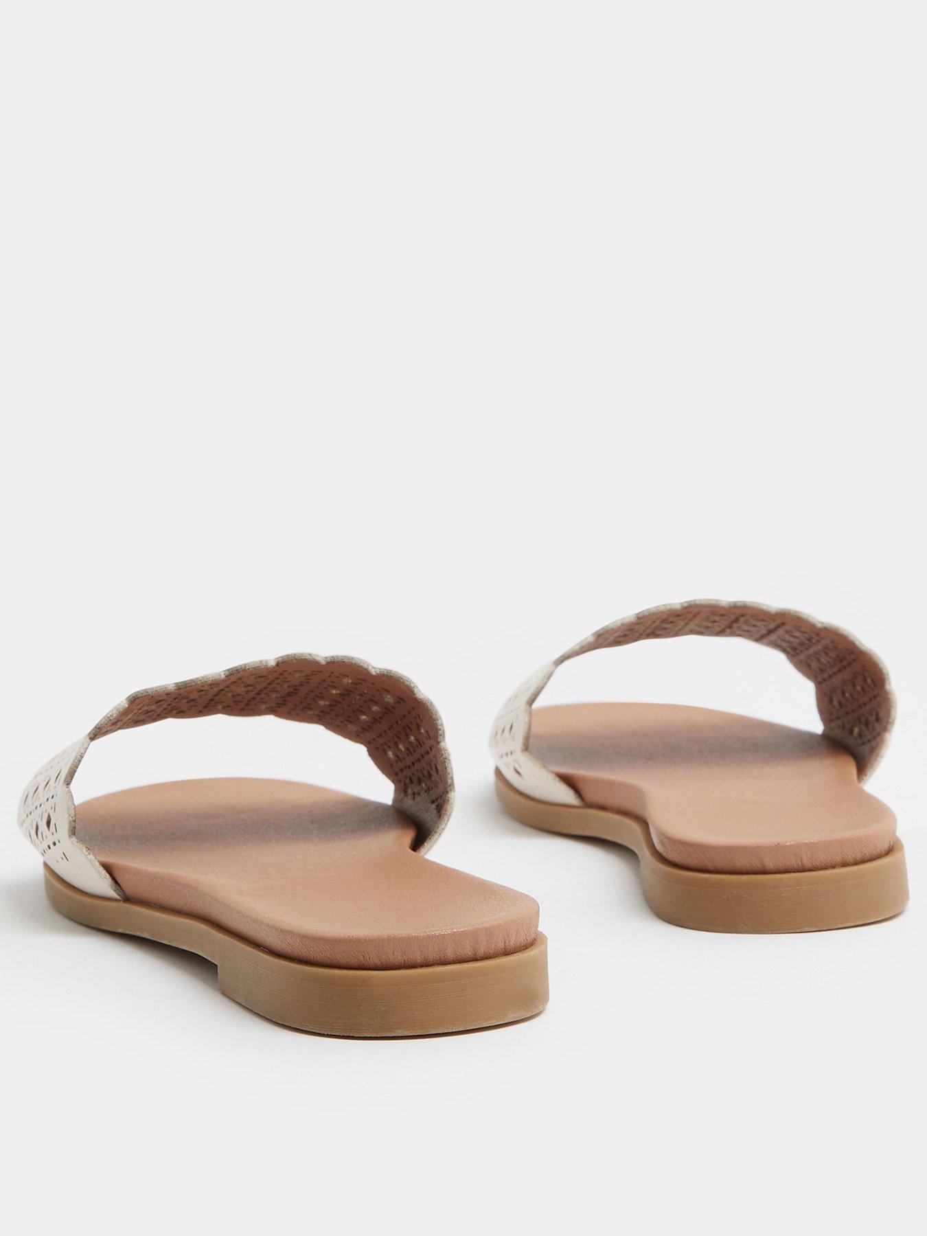 Image 3 of 4 of Yours Curve Extra Wide Fit Laser Cut Out Mule - White
