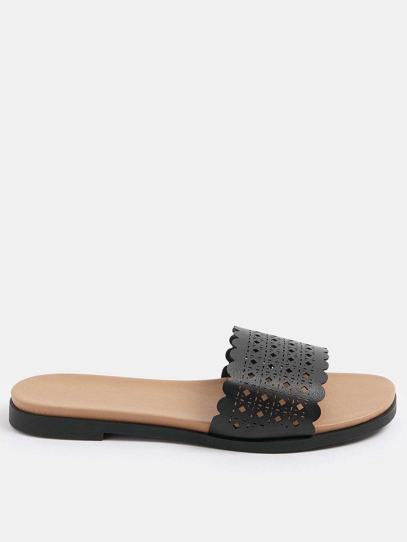 Image 1 of 4 of Yours Curve Wide Fit Laser Cut Out Mule - Black