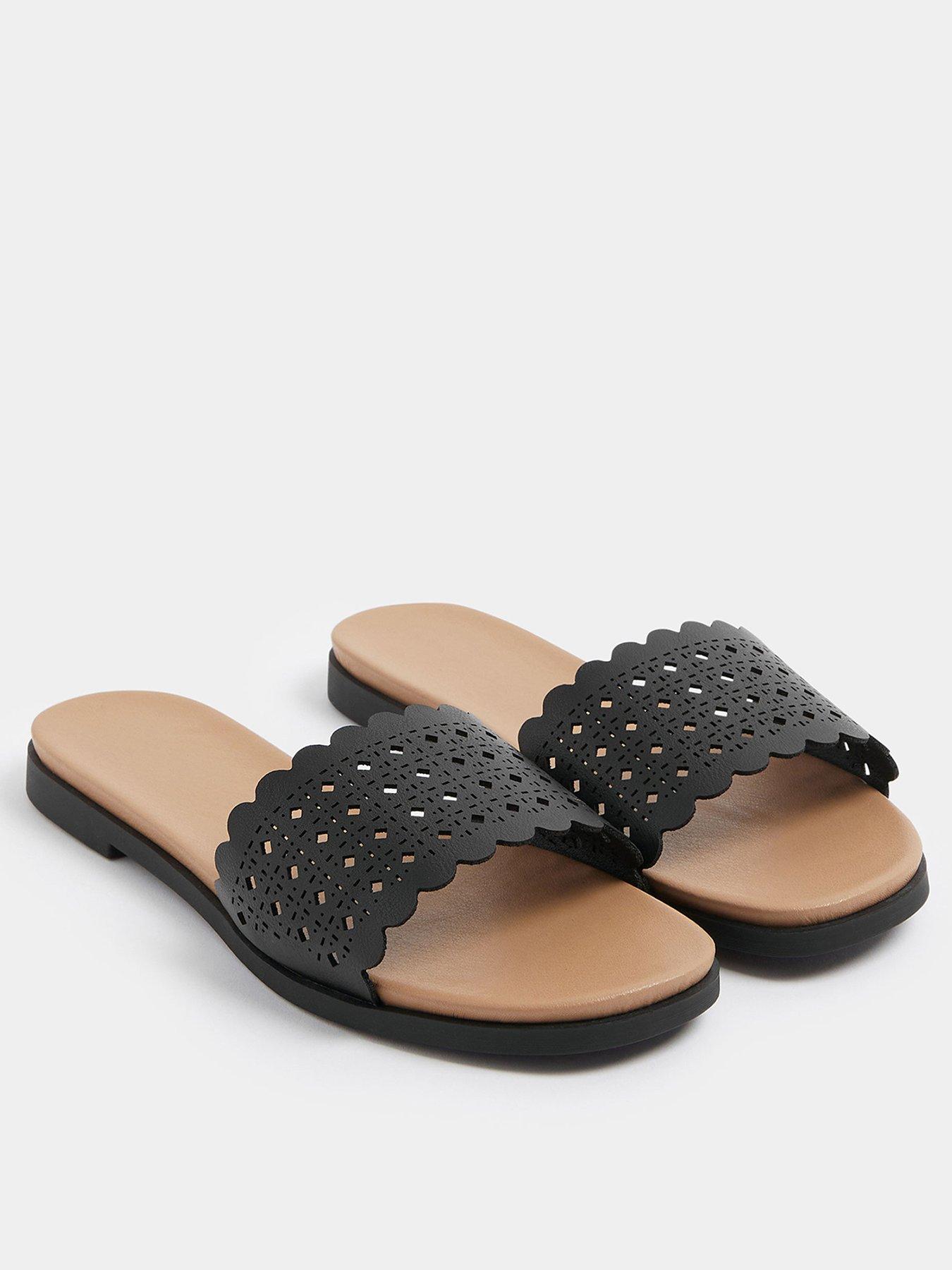 Image 2 of 4 of Yours Curve Wide Fit Laser Cut Out Mule - Black